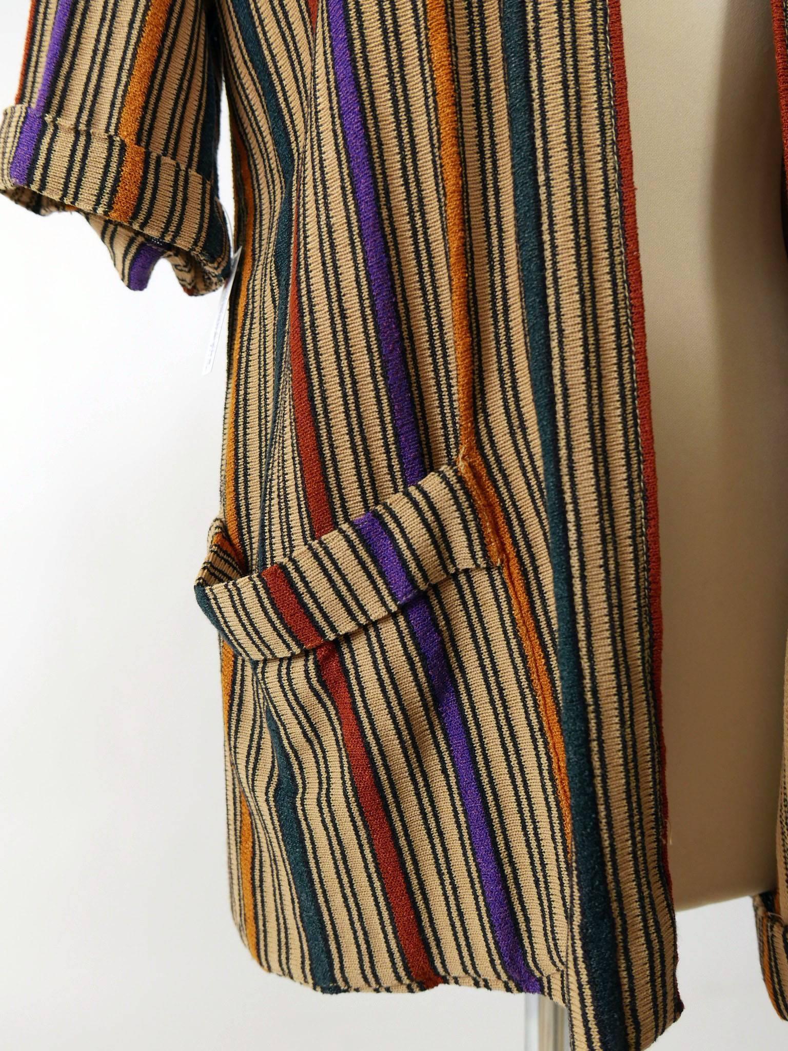 1970s MISSONI Knit Sweater Striped Cardigan In Good Condition In Milan, Italy