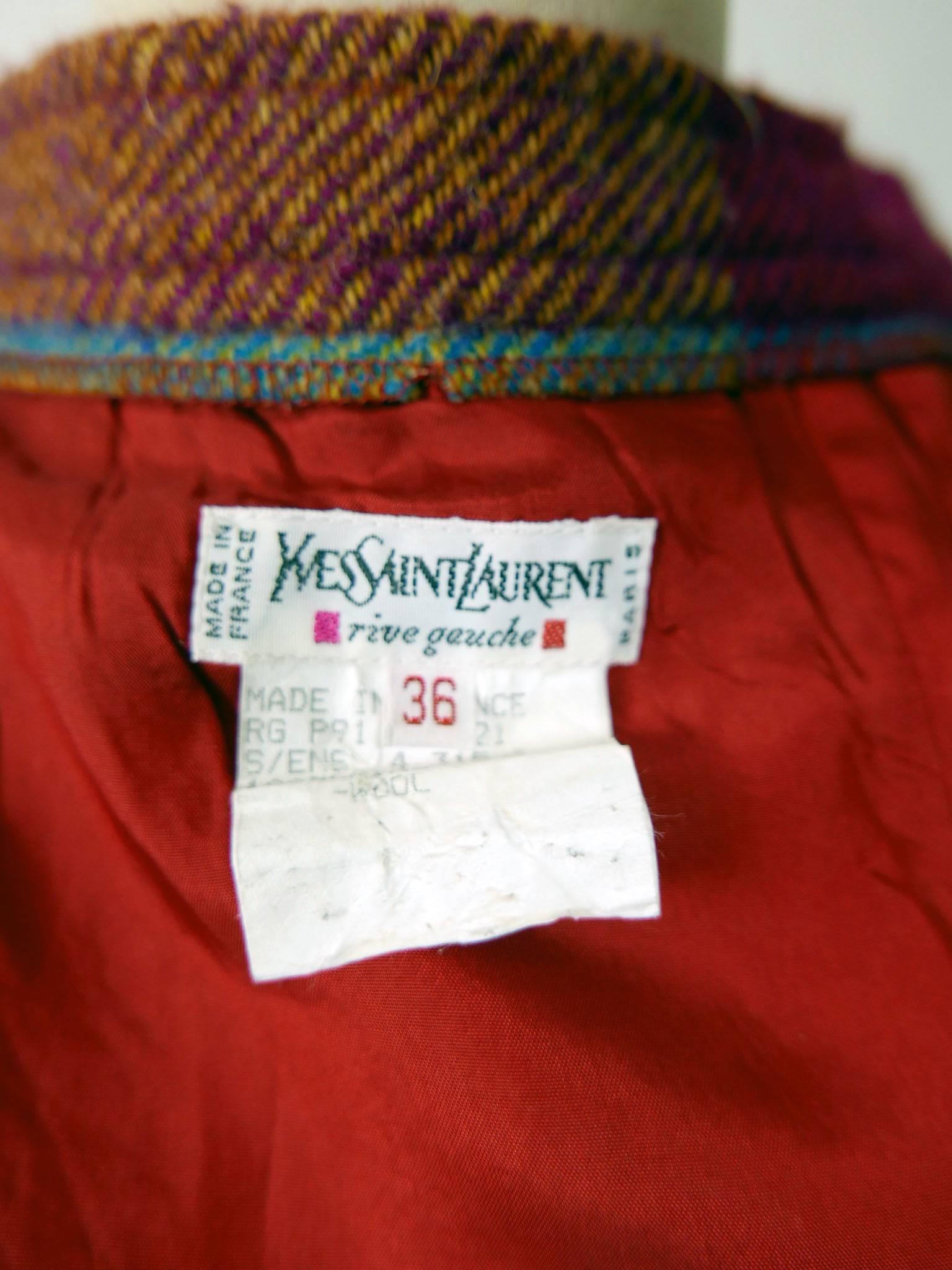 1980s YVES SAINT LAURENT Rive Gauche Plaid Tartan Wool Skirt 2