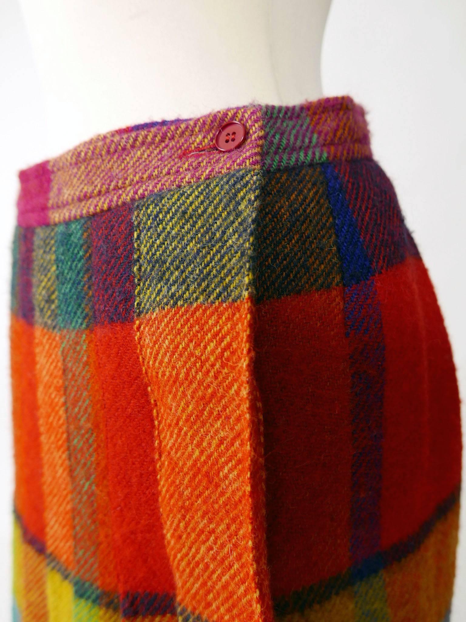 Women's 1980s YVES SAINT LAURENT Rive Gauche Plaid Tartan Wool Skirt