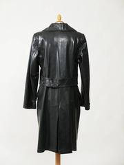 1990s GIANNI VERSACE Black Leather Trench Coat