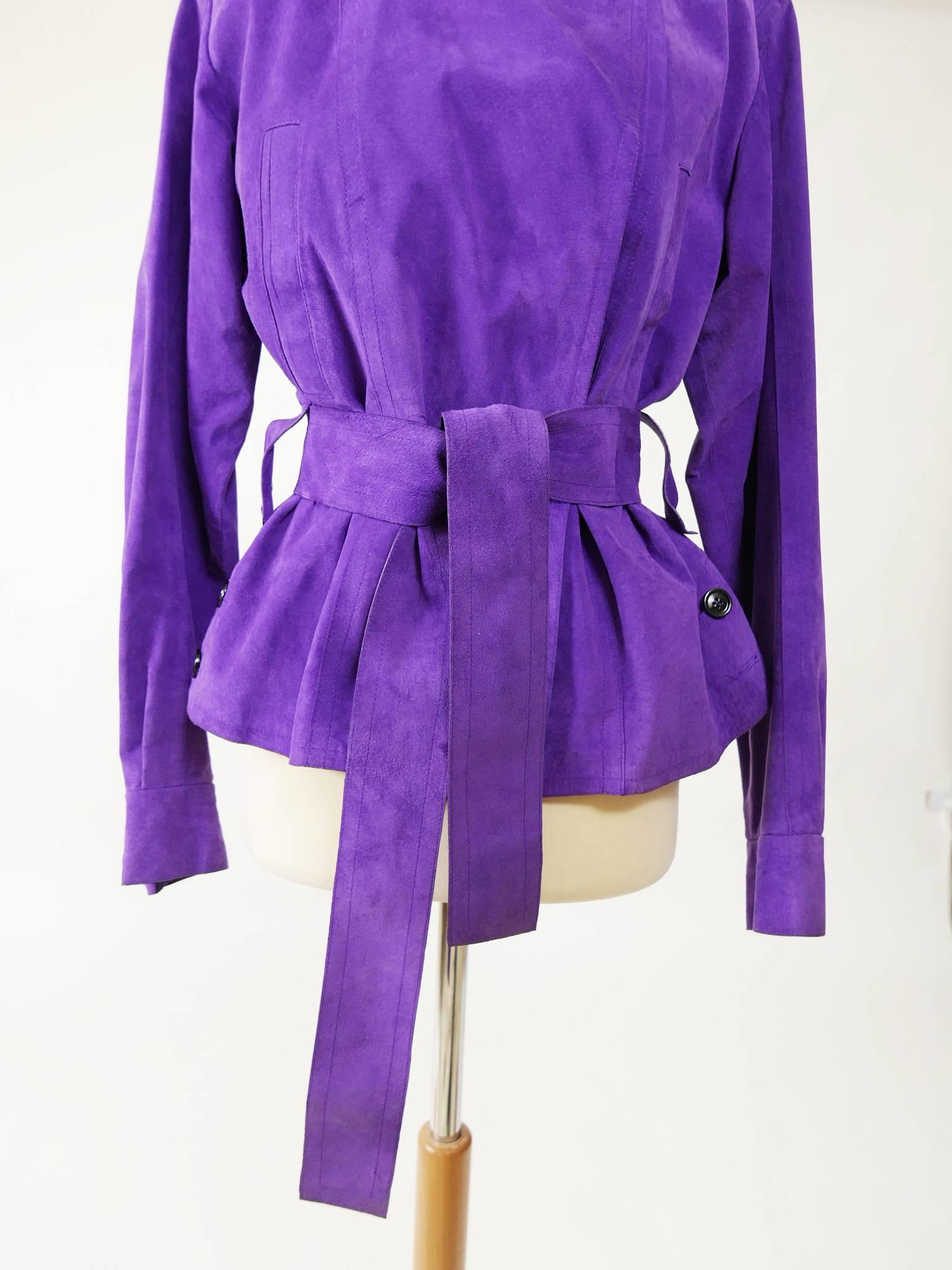 Women's YVES SAINT LAURENT Rive Gauche Purple Suede Leather Jacket