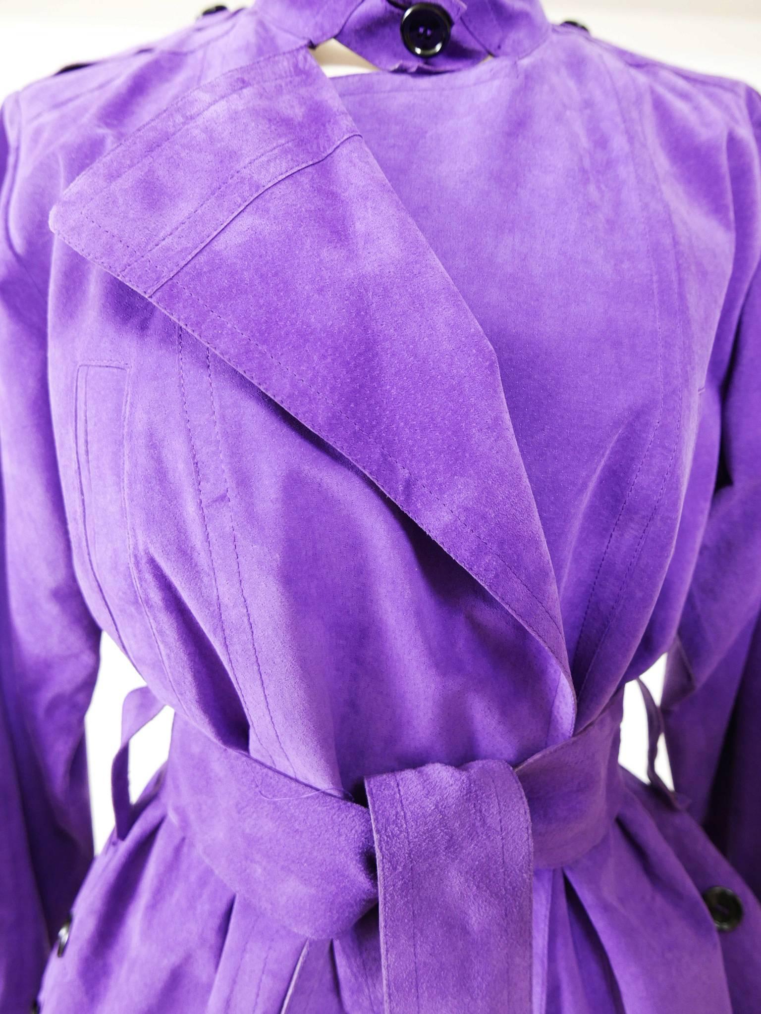YVES SAINT LAURENT Rive Gauche Purple Suede Leather Jacket 1
