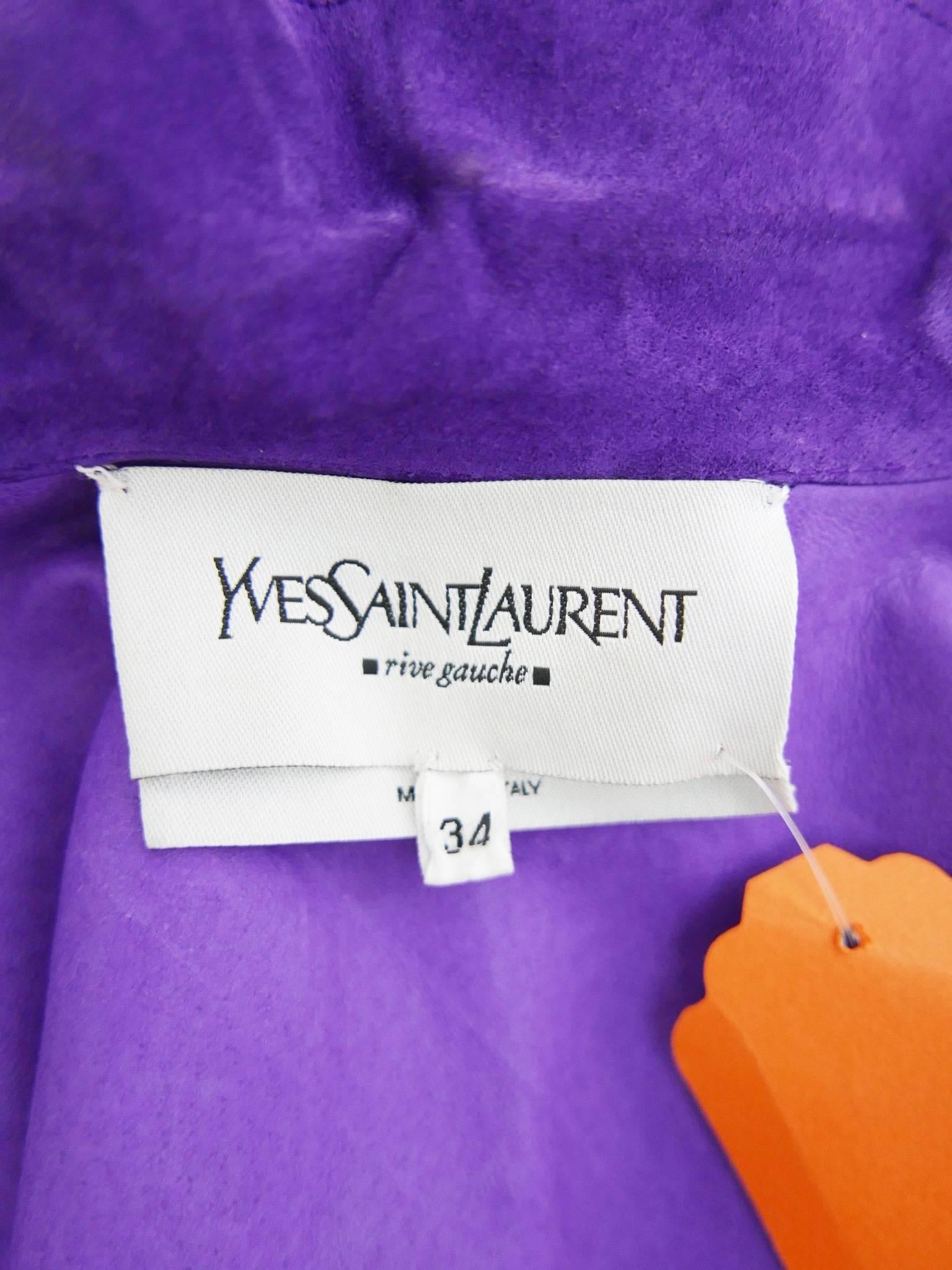 YVES SAINT LAURENT Rive Gauche Purple Suede Leather Jacket 2