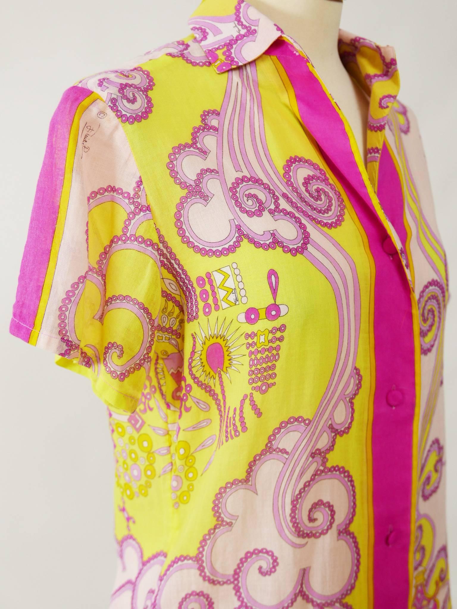 1960s EMILIO PUCCI Cotton Shirt In Good Condition In Milan, Italy