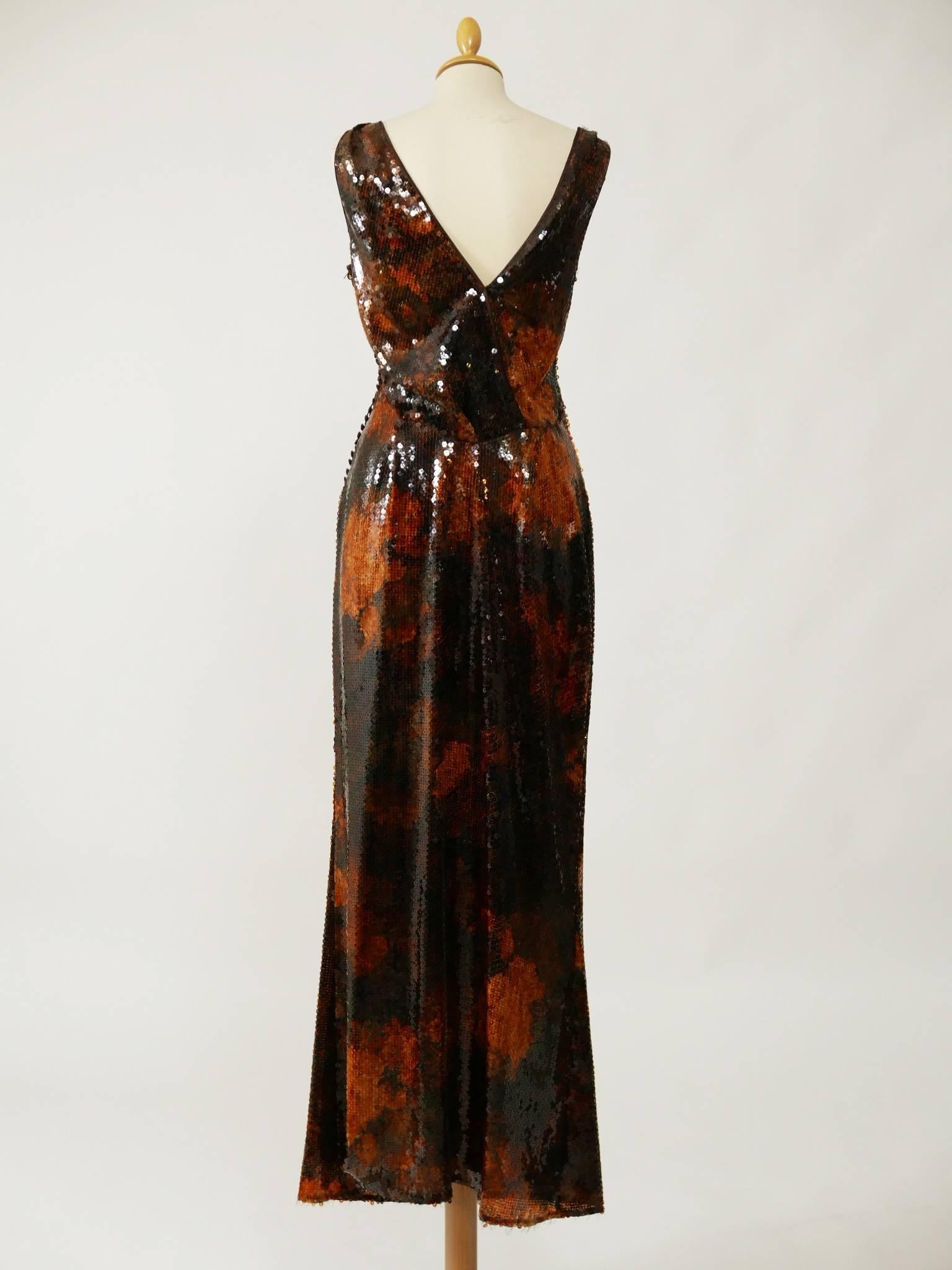 Black 1990s CHRISTIAN DIOR by John Galliano Sequins Evening Long Dress For Sale