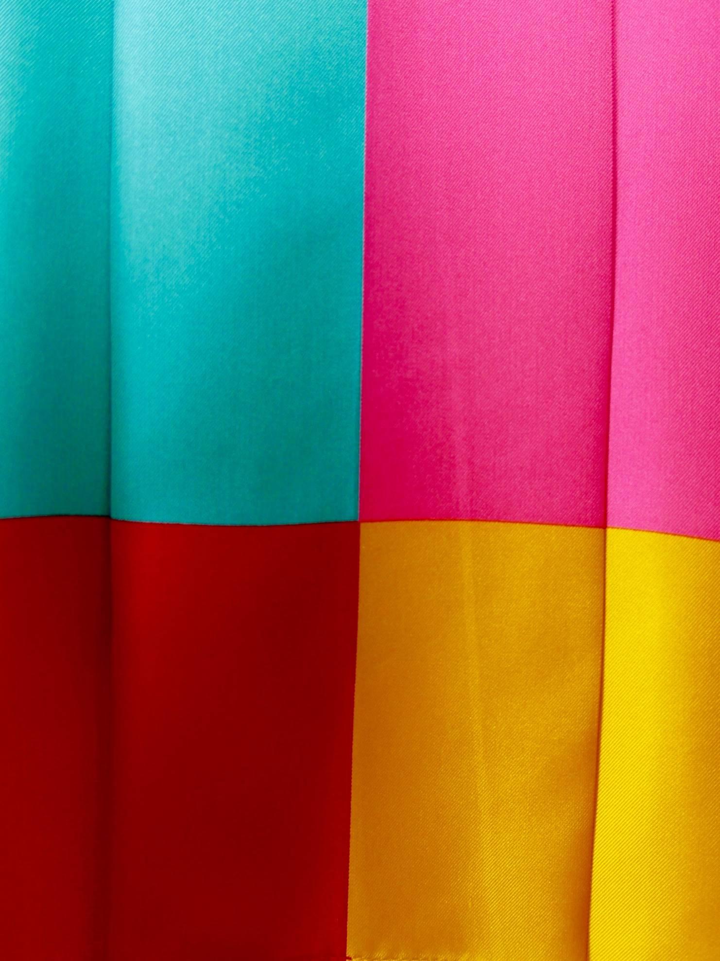 1990s GIANFRANCO FERRE' Oversize Panel Colors Silk Maxi Shirt 3