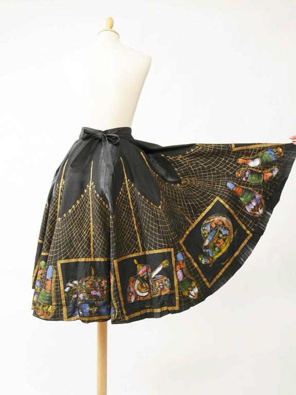 1950s Vintage Handpainted Mexican Full Circle Skirt For Sale at 1stdibs