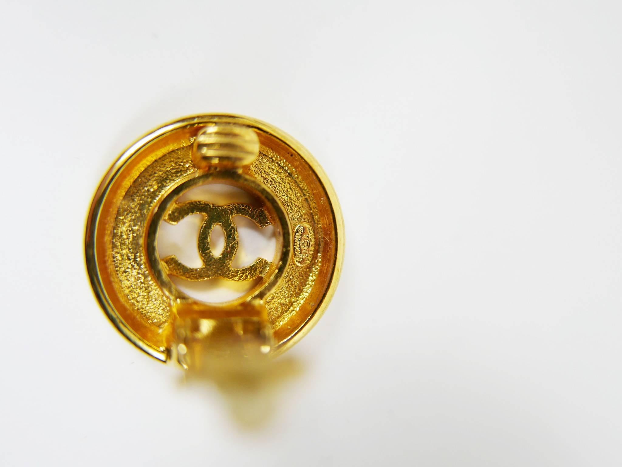 Women's CHANEL Gold Tone CC Logo Clip on Earrings