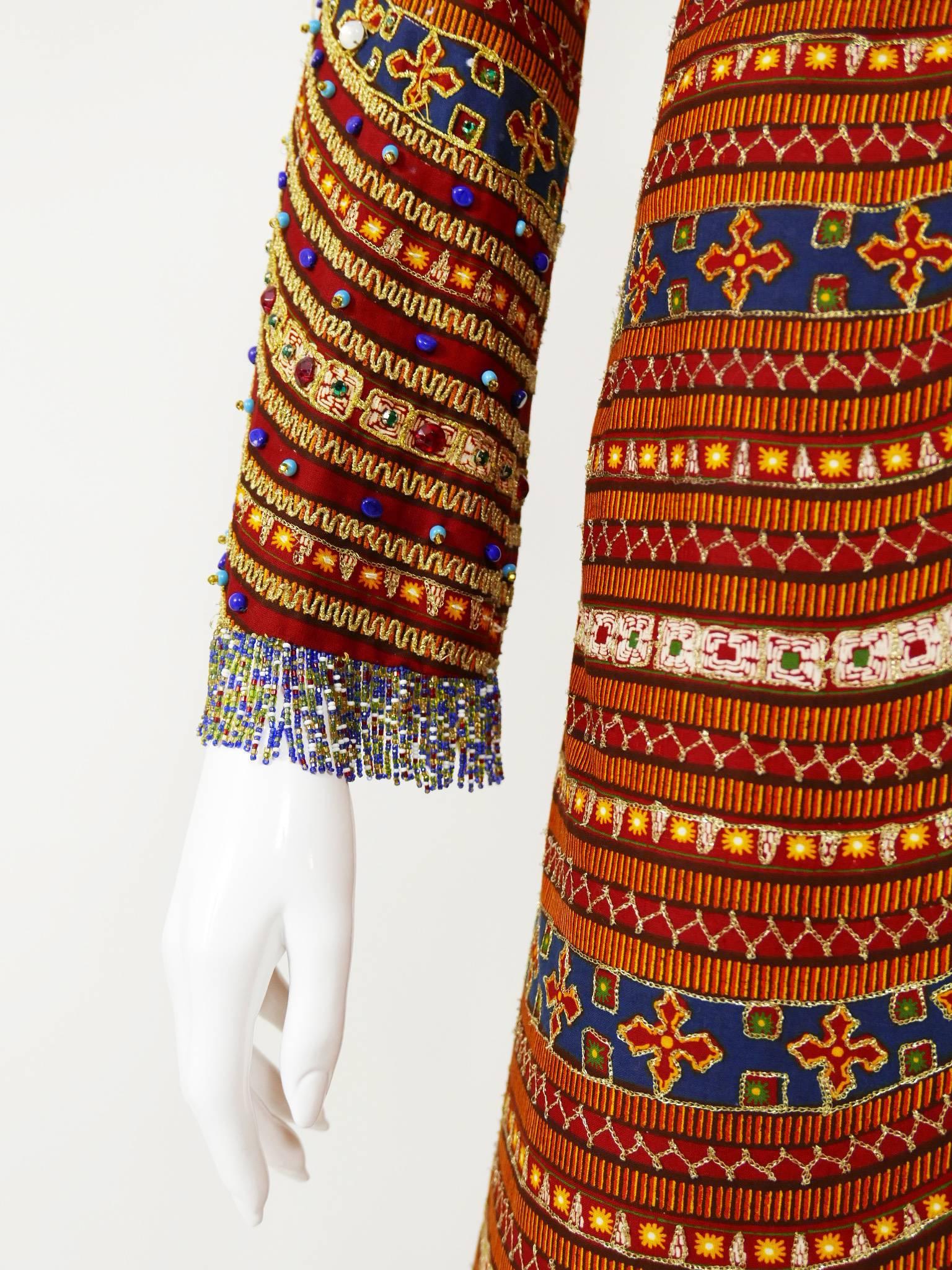 1970s Pirovano Italian Couture Embroidered Beadeds Dress 1