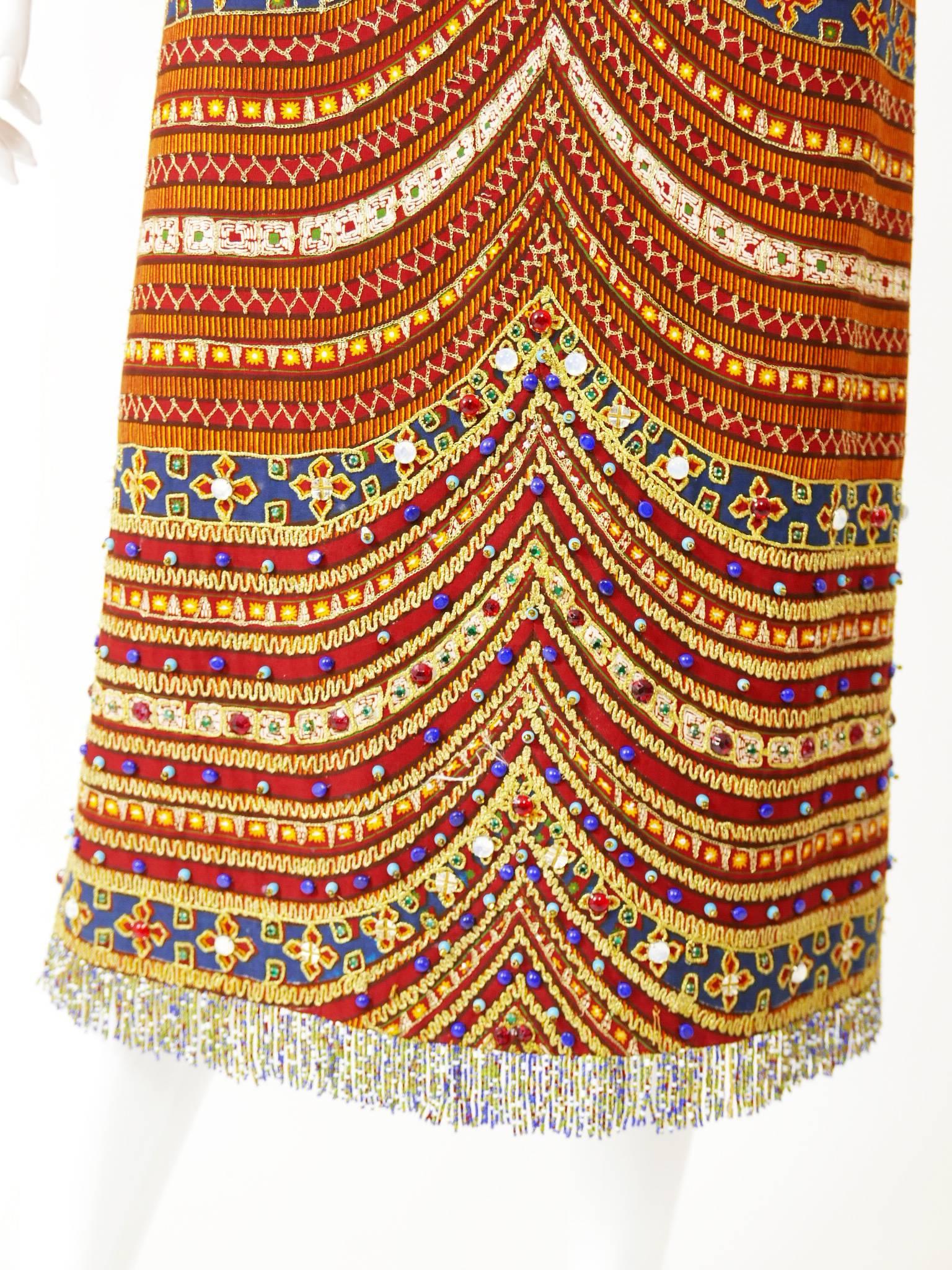 1970s Pirovano Italian Couture Embroidered Beadeds Dress 3