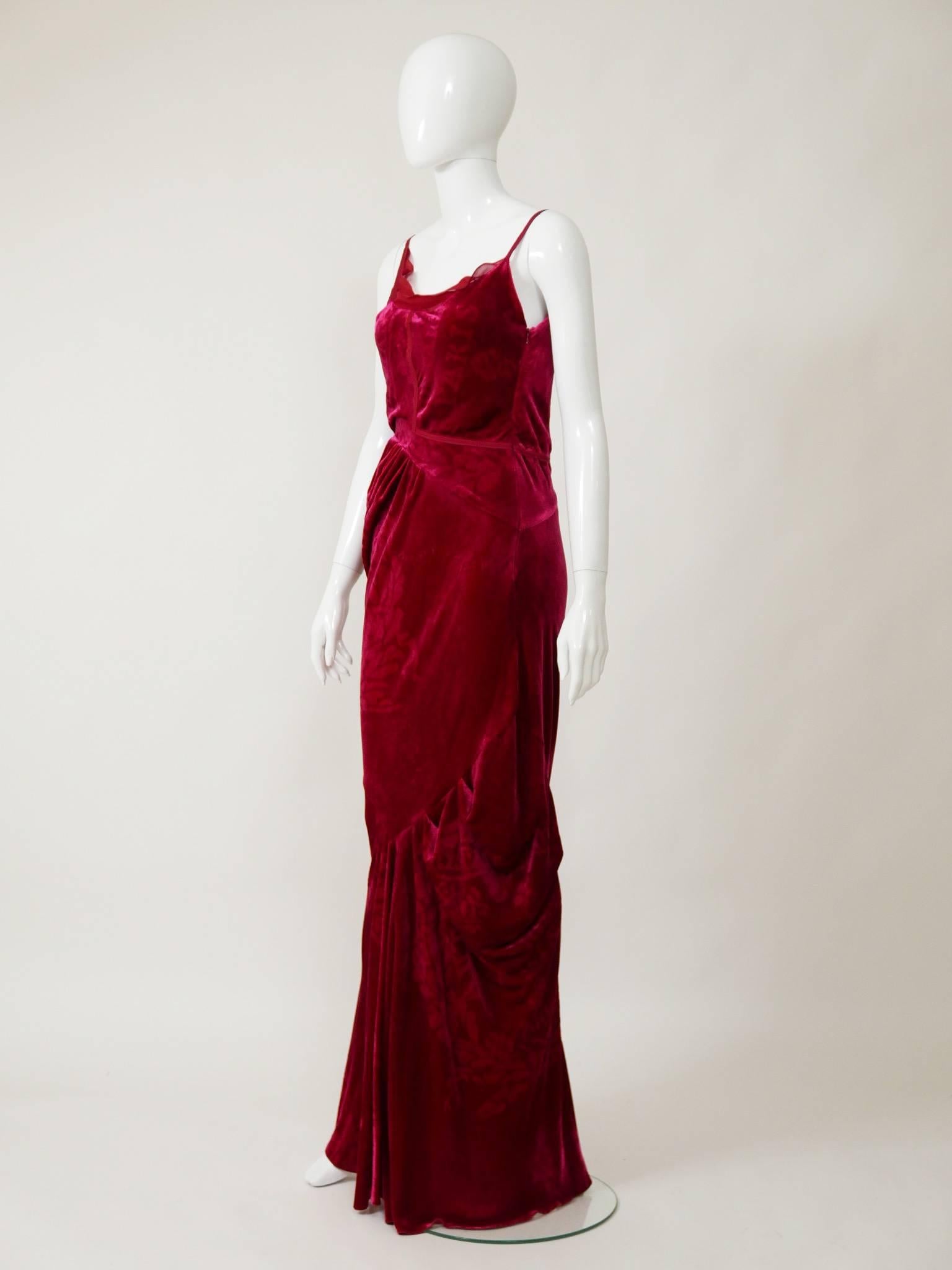 Christian Dior by John Galliano Red Silk Bias Cut Evening Dress In Excellent Condition In Milan, Italy