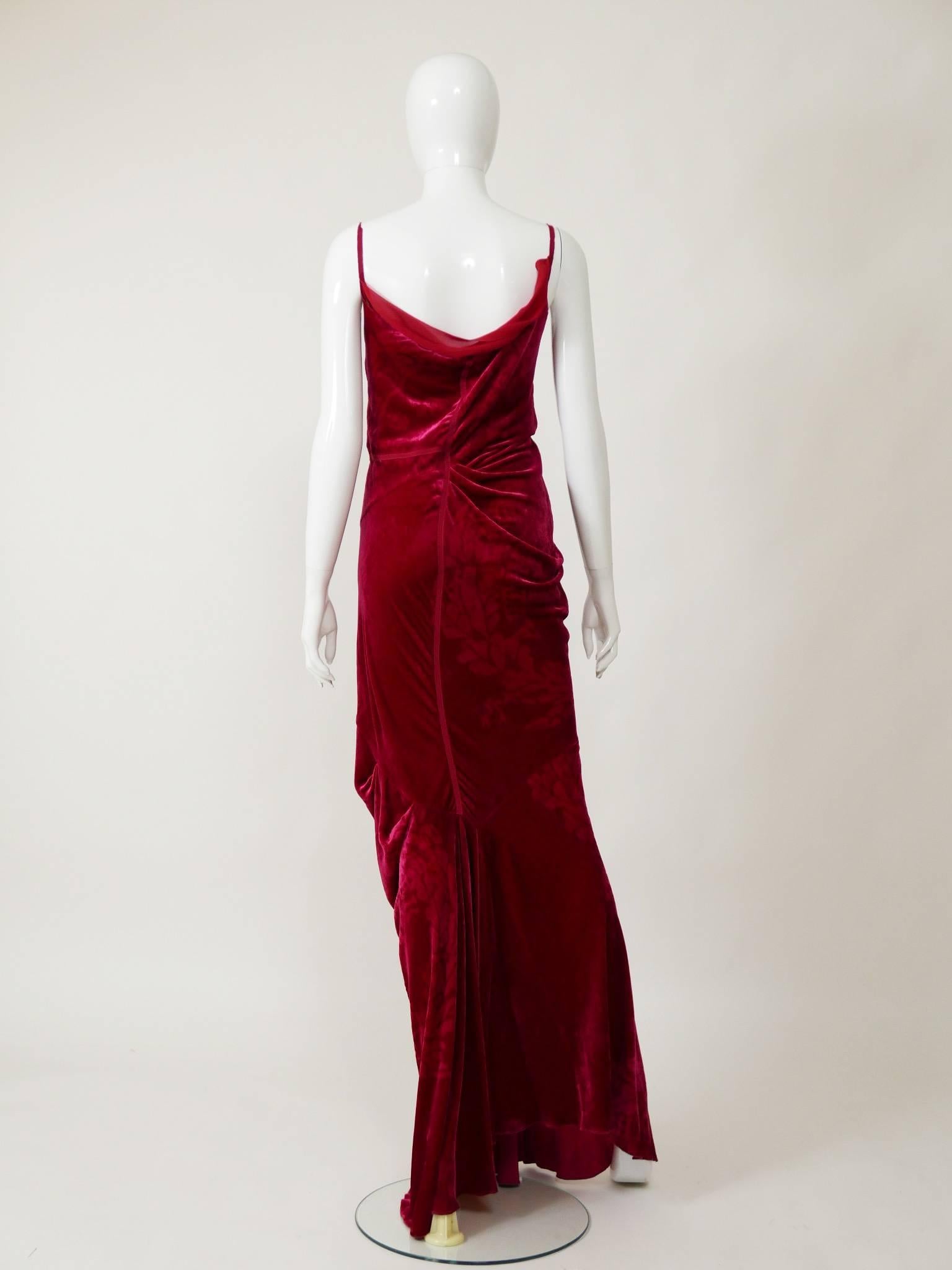 Women's Christian Dior by John Galliano Red Silk Bias Cut Evening Dress