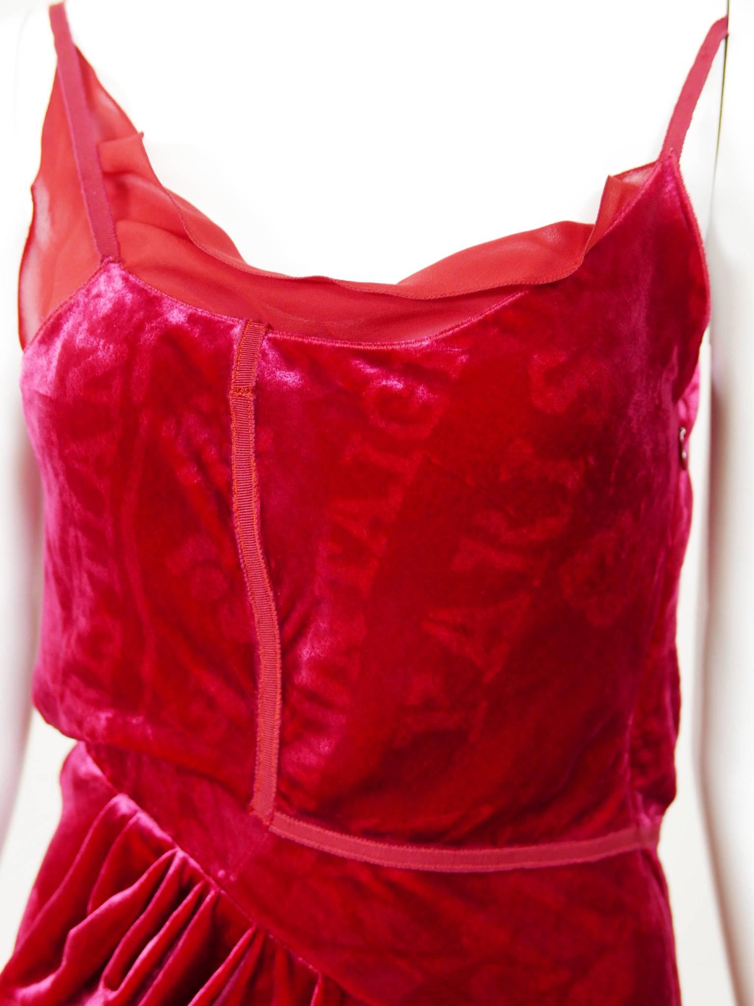 Christian Dior by John Galliano Red Silk Bias Cut Evening Dress 1