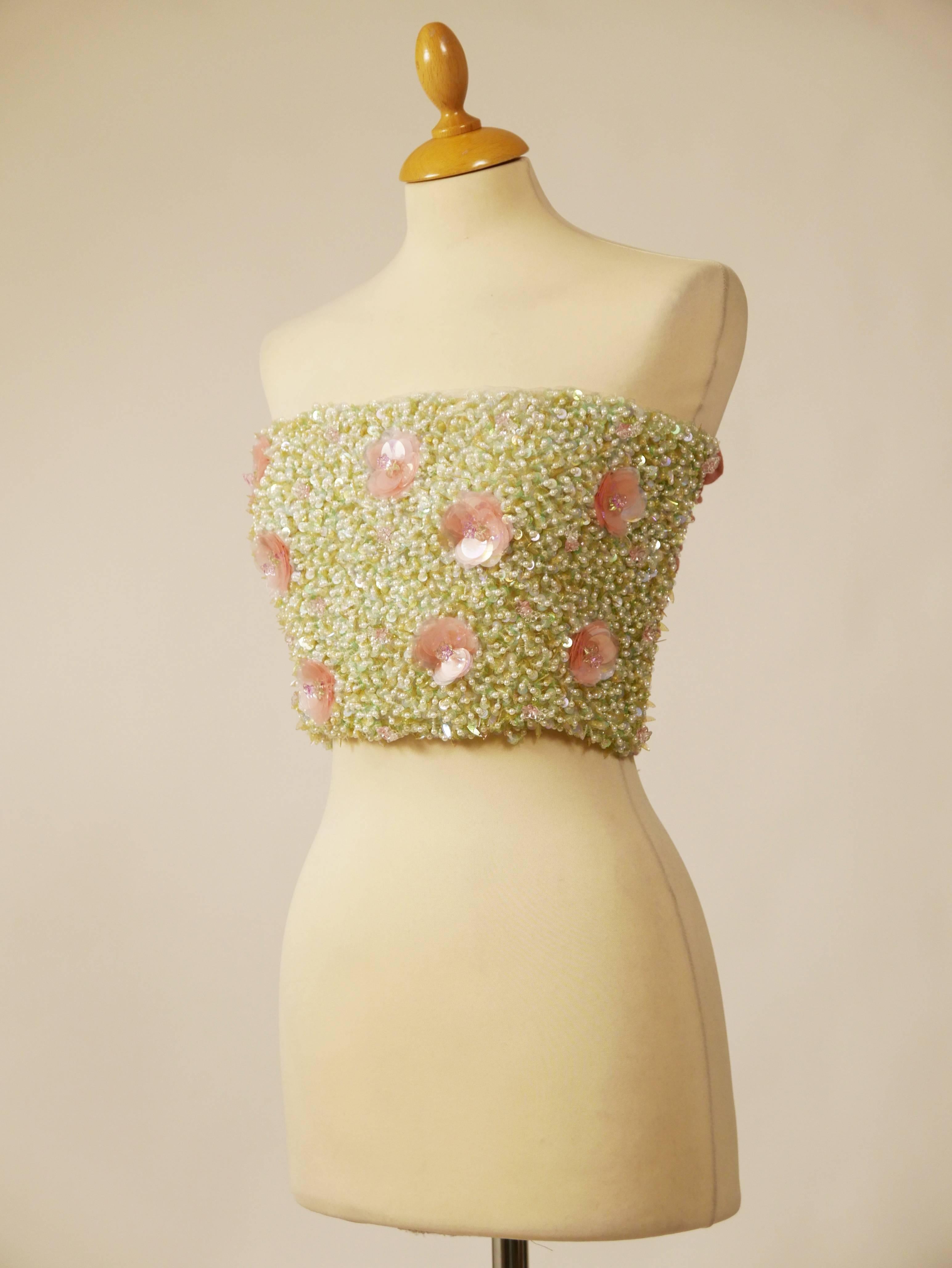 1980s Callaghan Beadeds Sequins Top Bustier In Good Condition In Milan, Italy