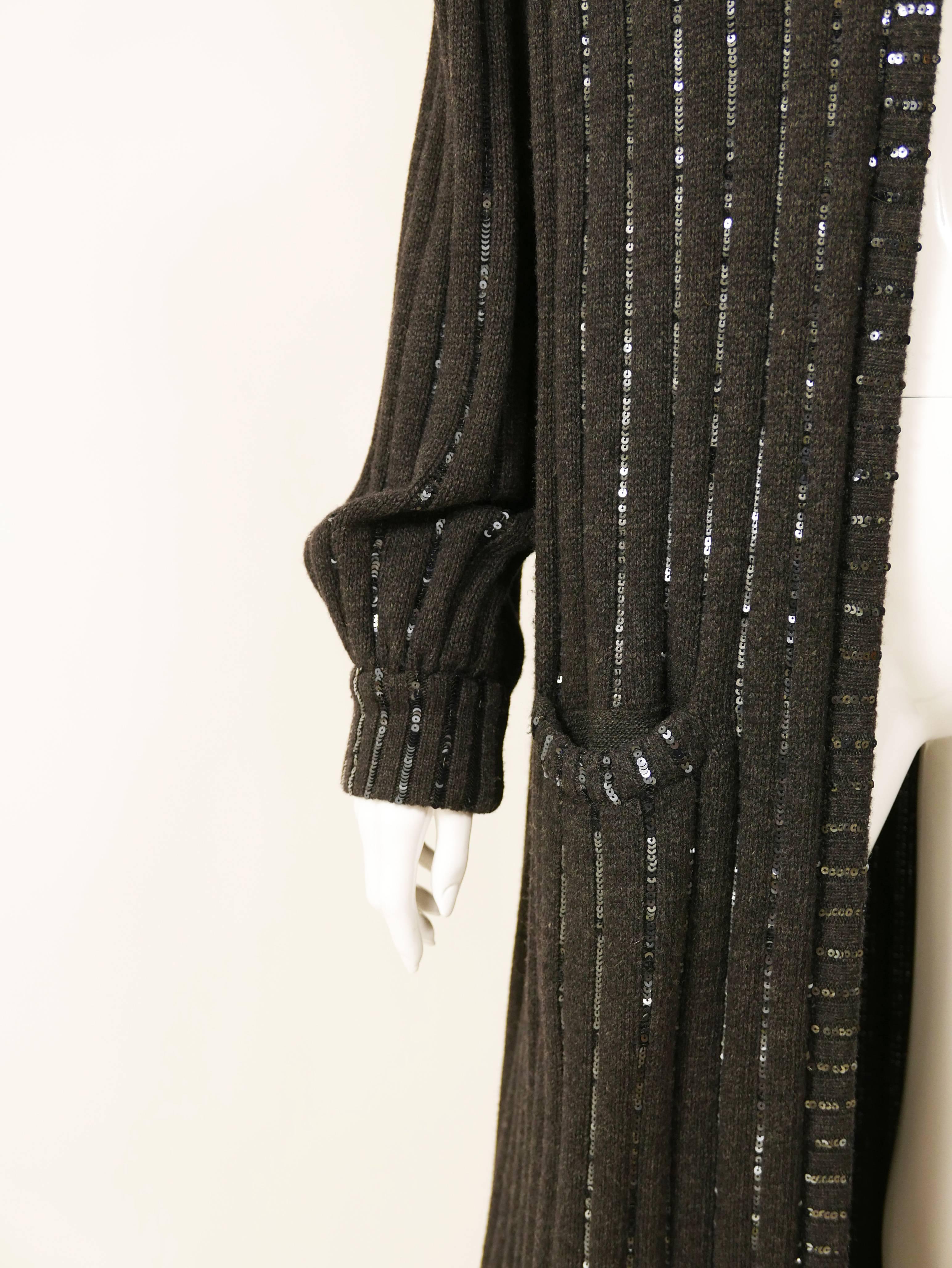 1980s VALENTINO Boutique Black Sequins Sweater Coat 2