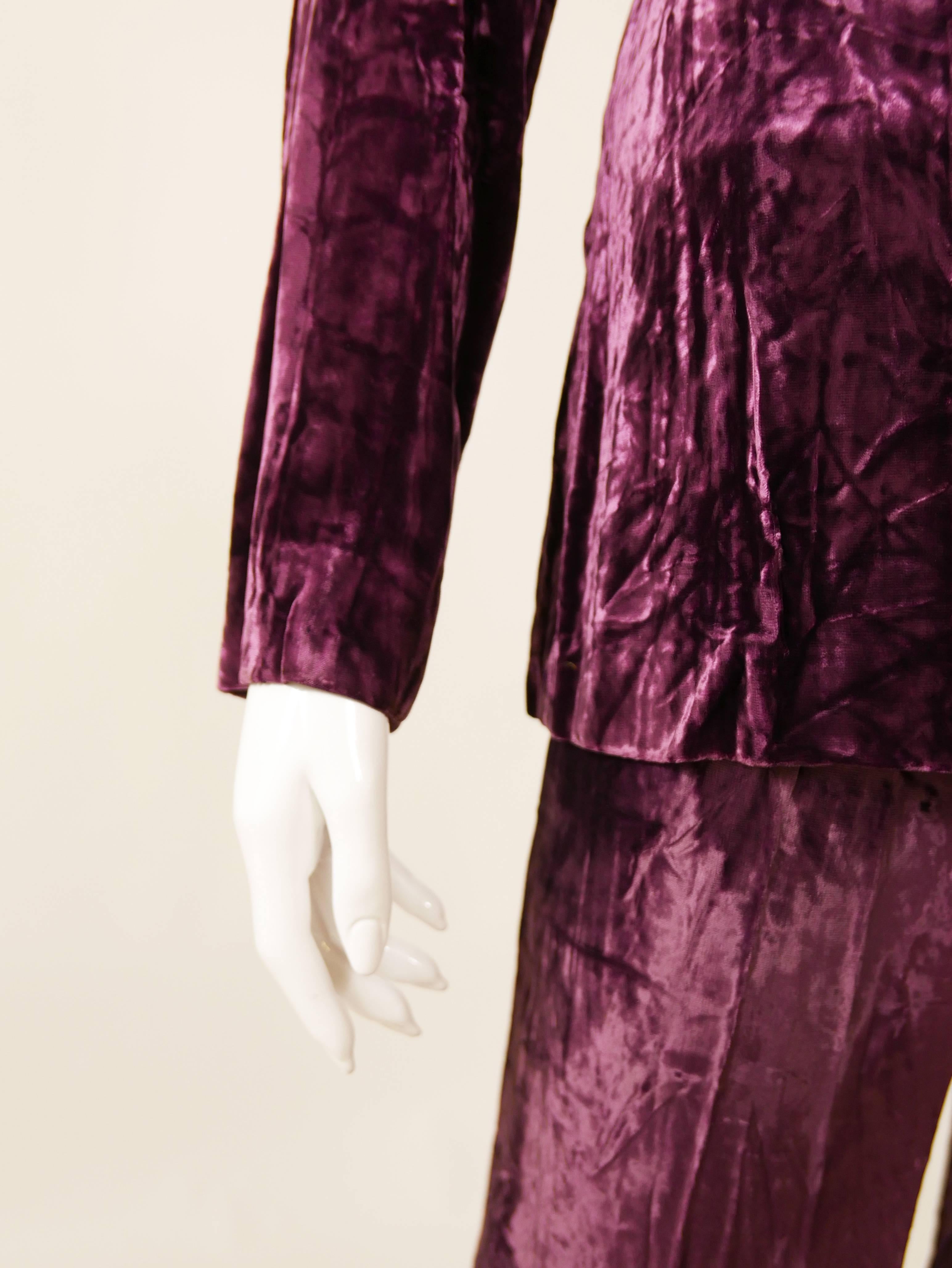 Women's 1970s SAINT LAURENT Rive Gauche Velvet Suit Pants and Blouse