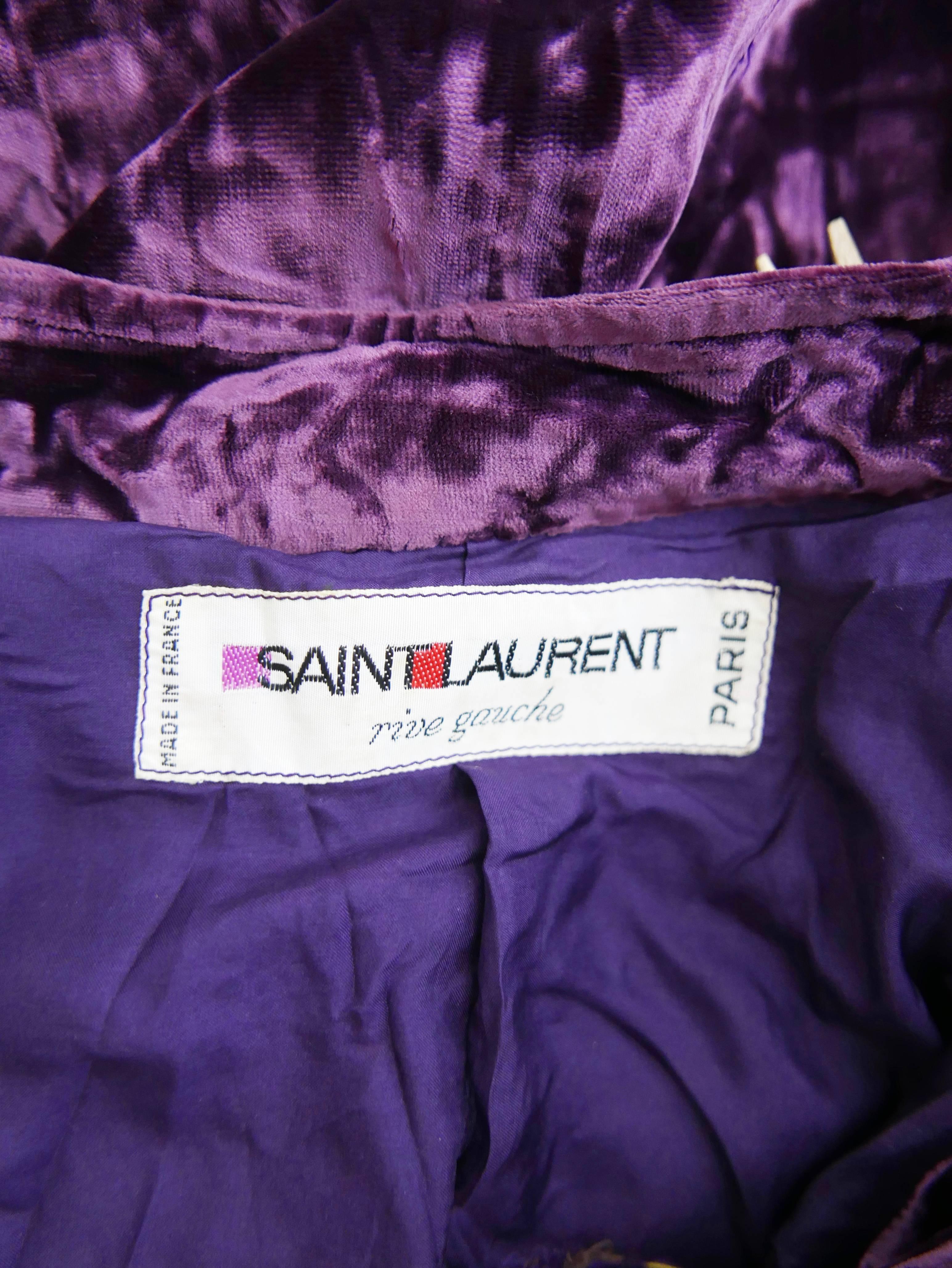 1970s SAINT LAURENT Rive Gauche Velvet Suit Pants and Blouse 1