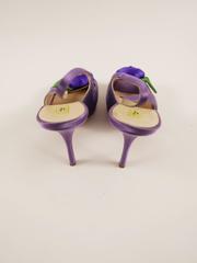 PRADA Purple Satin Rose Peep Toe Pumps Stiletto Shoes