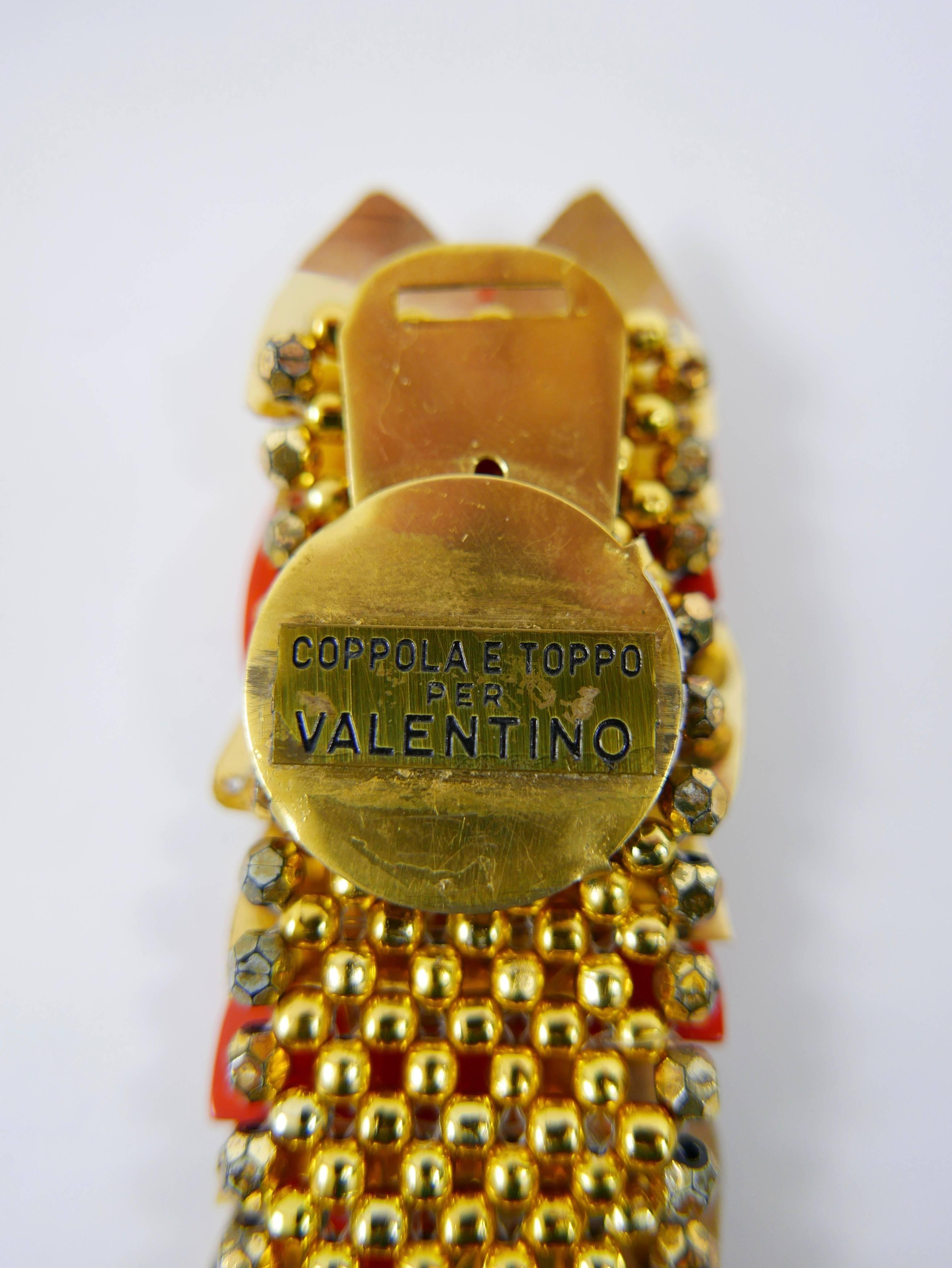 Women's 1970s COPPOLA E TOPPO for VALENTINO Orange Plastic and Gold Metal Belt