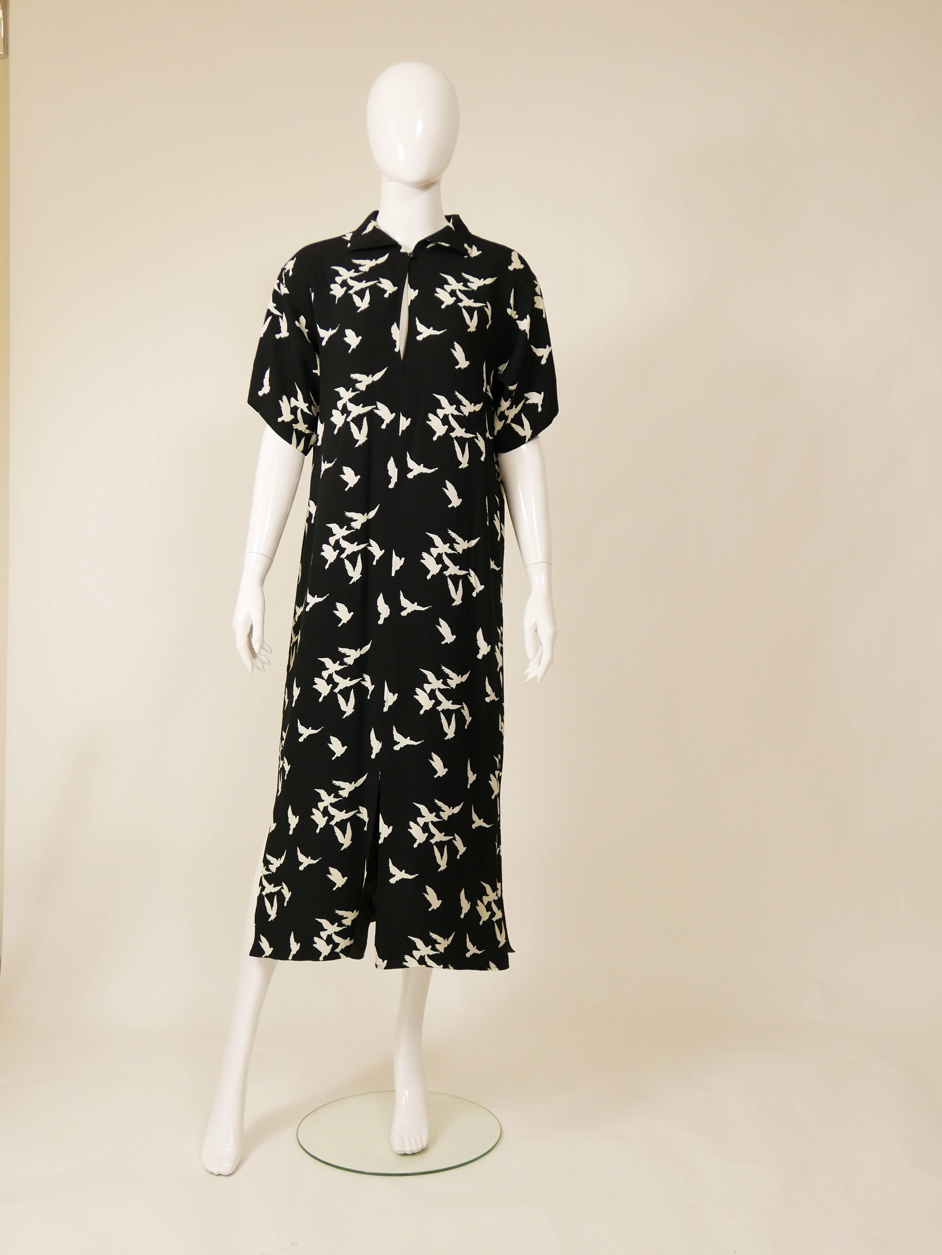 1980s SAINT LAURENT Rive Gauche Novelty Print Dress In Good Condition In Milan, Italy