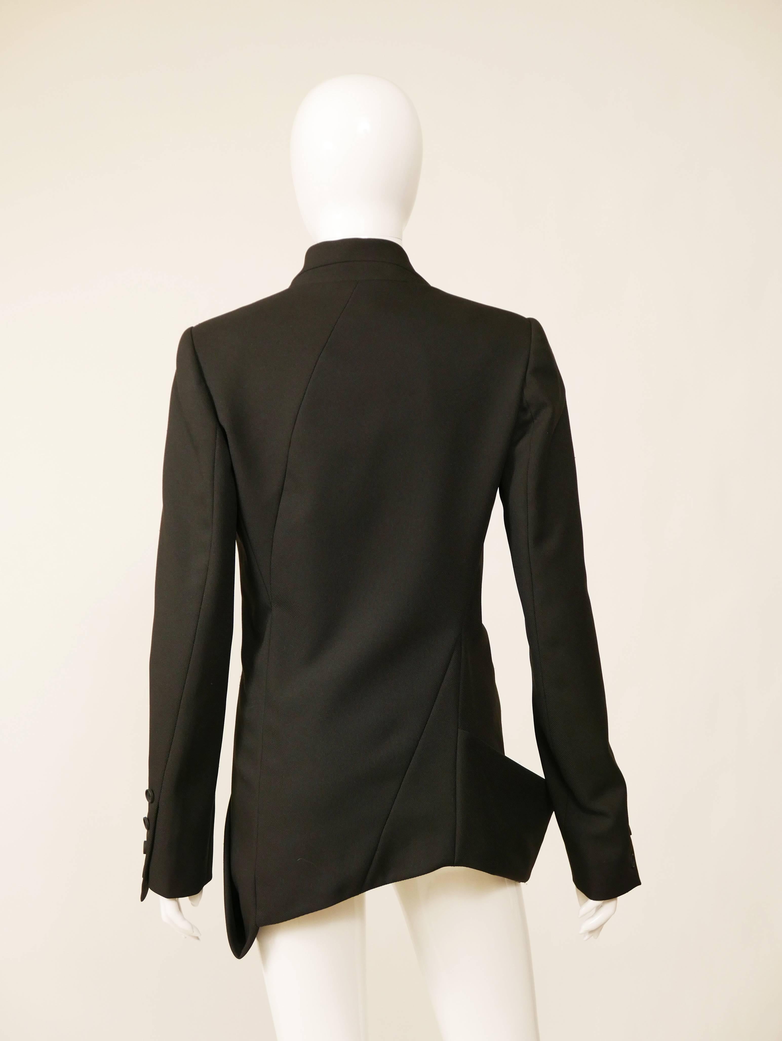 BALENCIAGA Black Asymmetric Blazer Jacket In Excellent Condition In Milan, Italy
