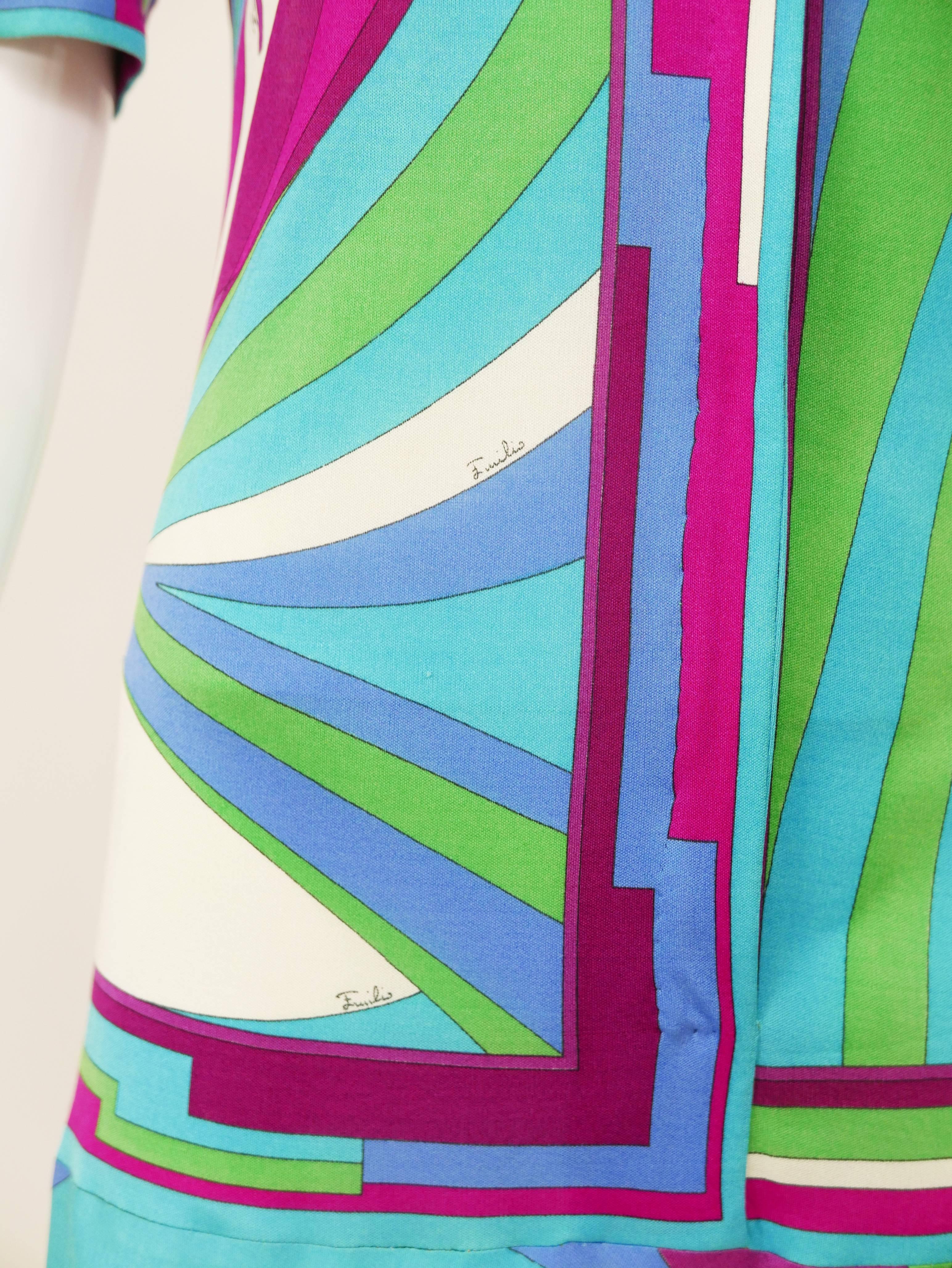 1970s EMILIO PUCCI Colorful Jersey Day Dress In Good Condition In Milan, Italy