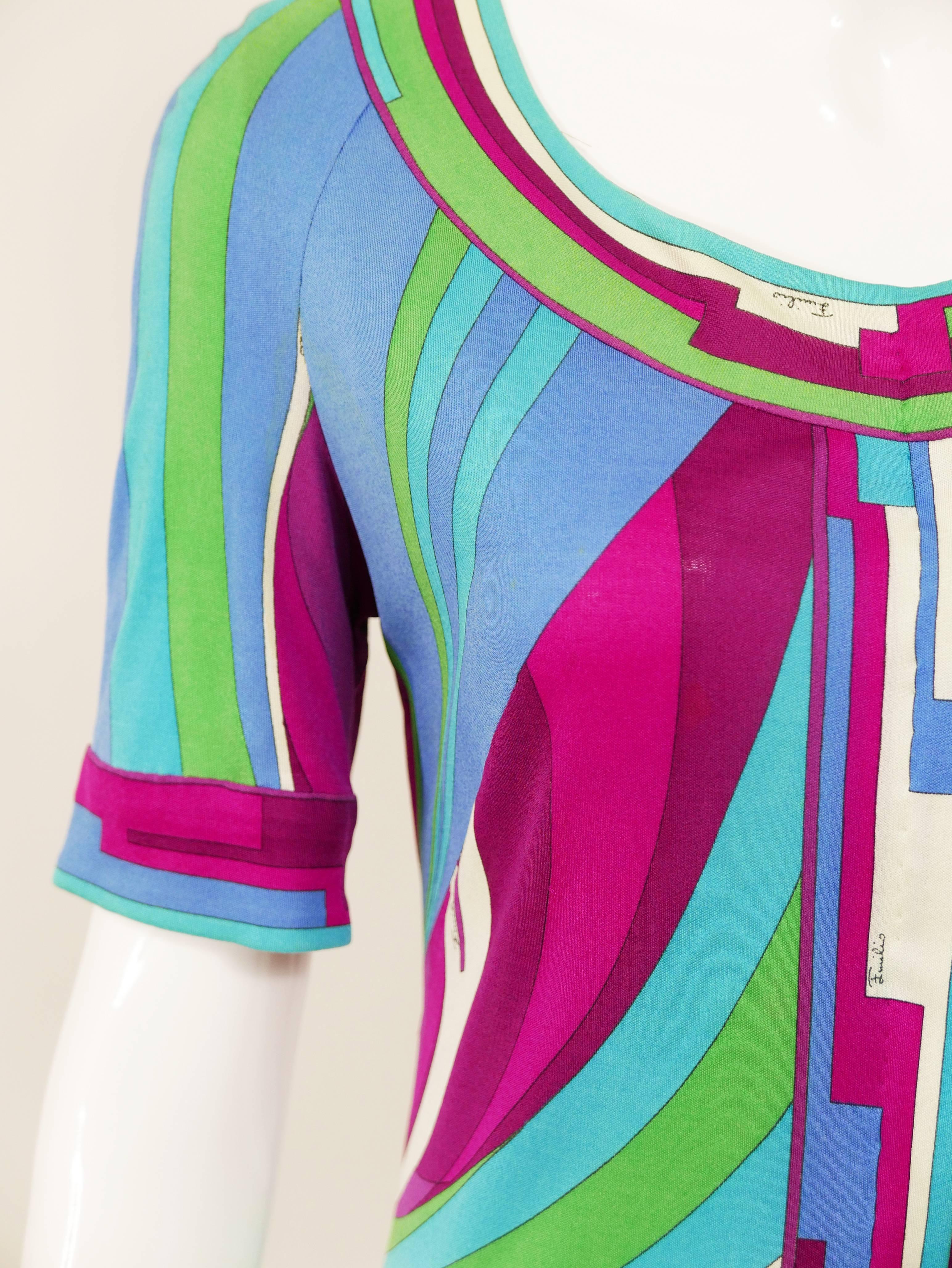 Women's 1970s EMILIO PUCCI Colorful Jersey Day Dress