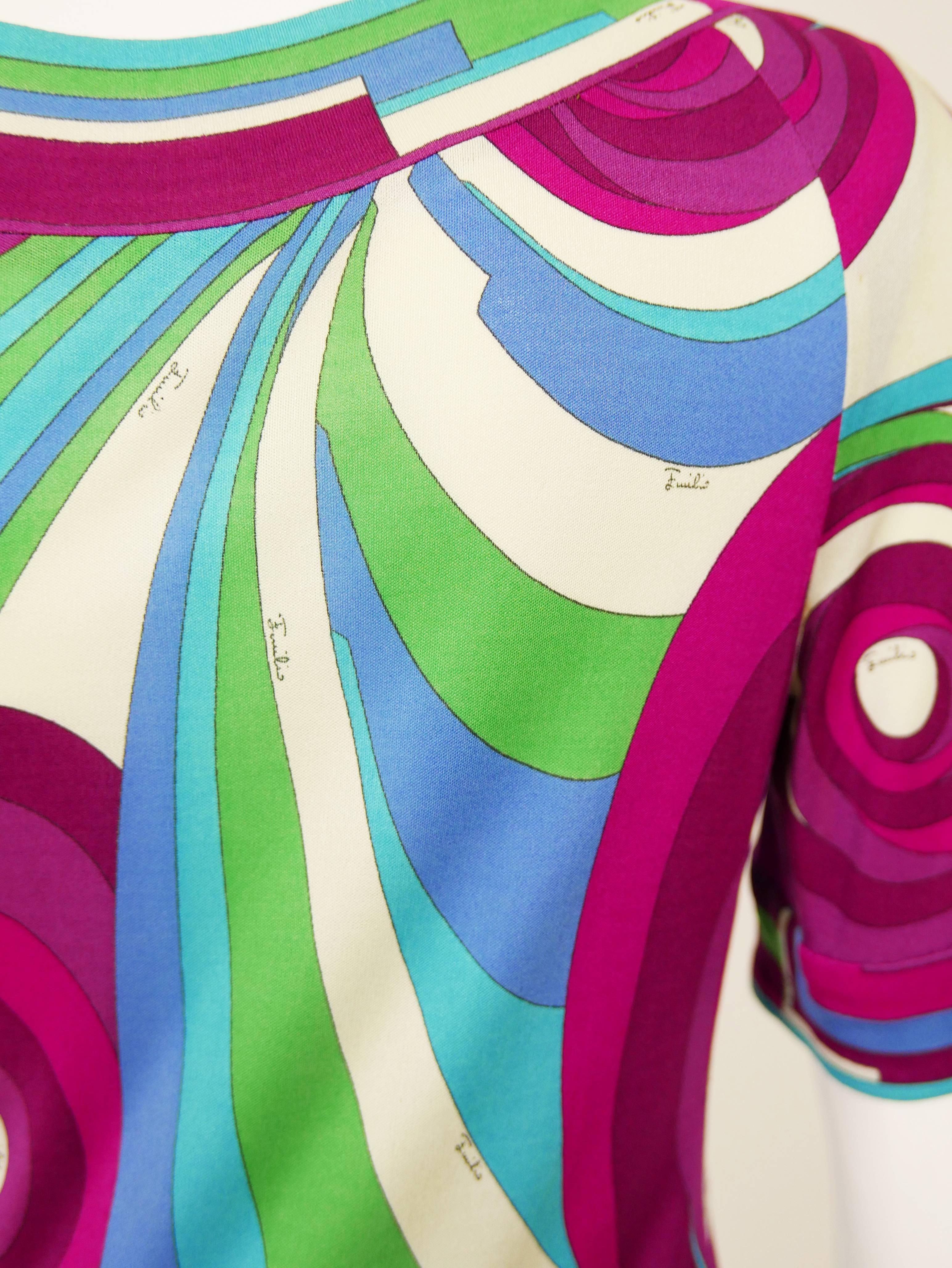 1970s EMILIO PUCCI Colorful Jersey Day Dress 1