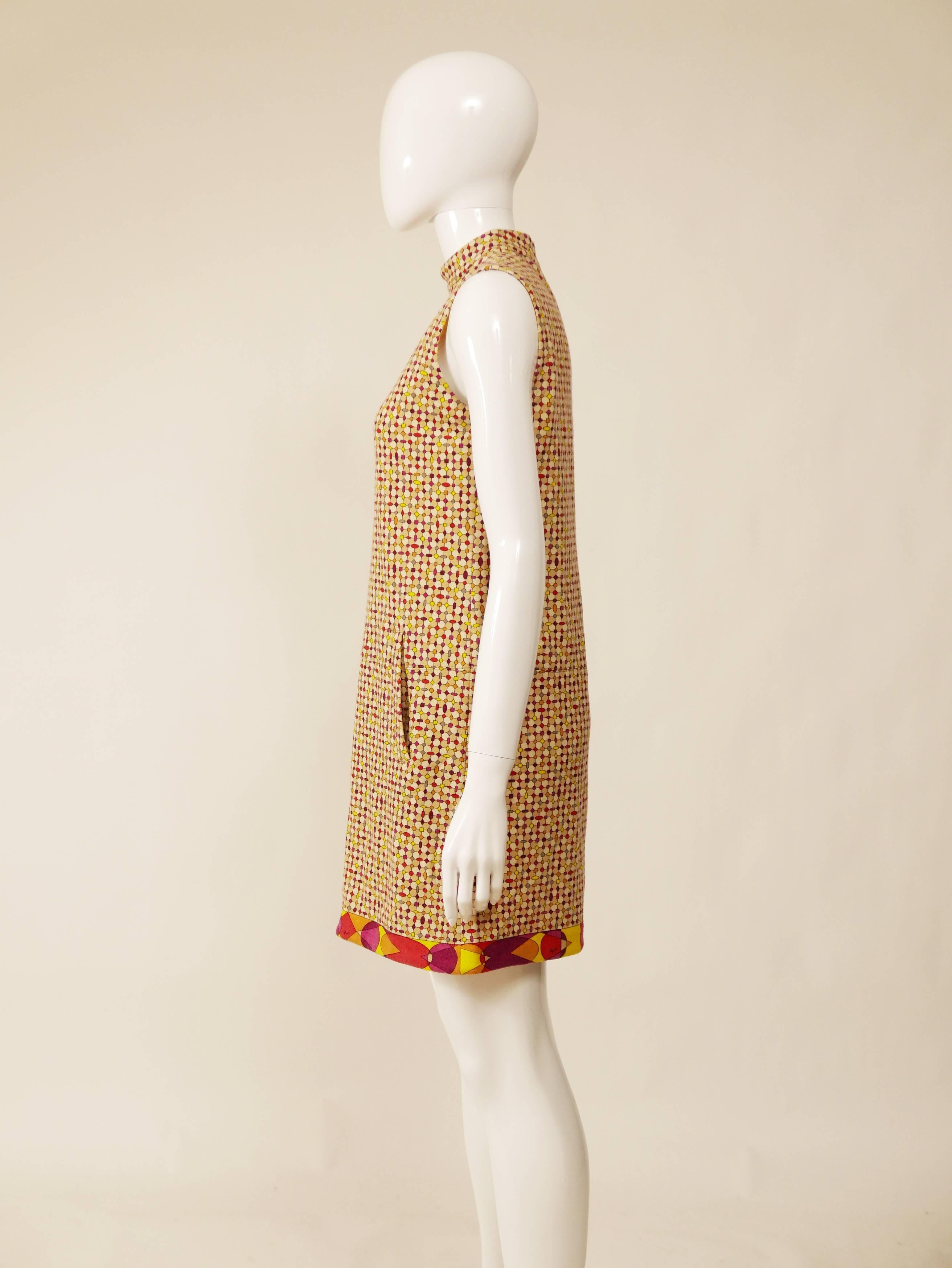 Brown EMILIO PUCCI Wool Mini Mod Dress