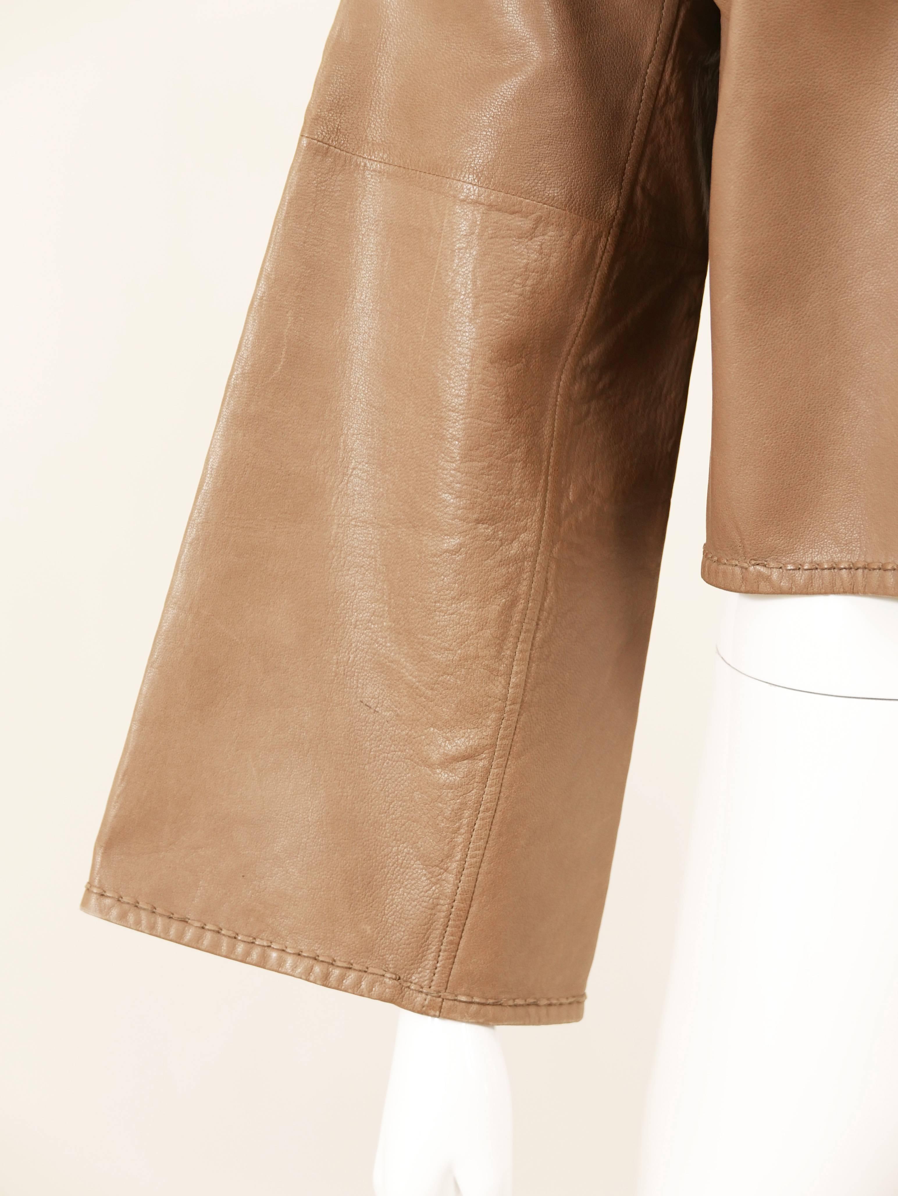 BOTTEGA VENETA Brown Leather Jacket For Sale 1