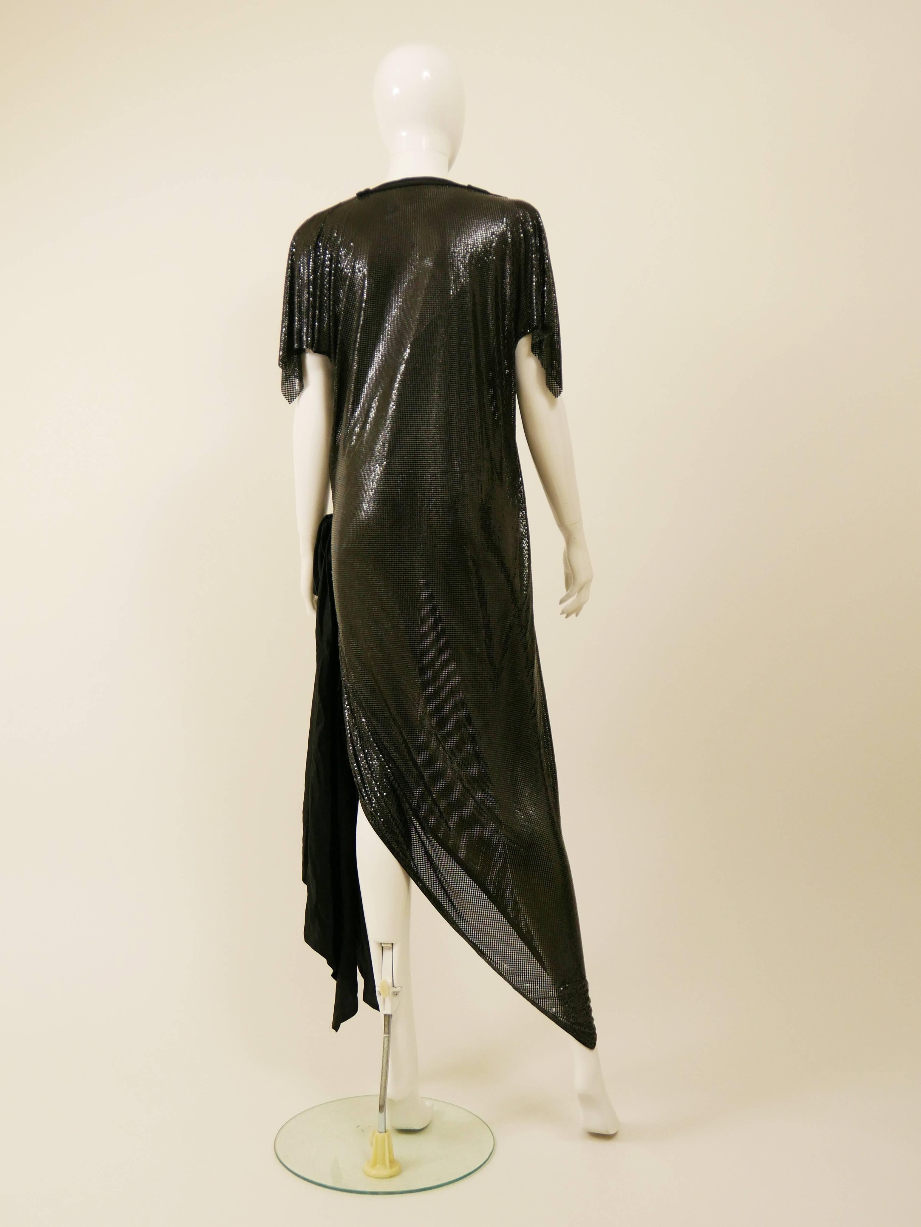 1980s GIANNI VERSACE Black Mesh Asymmetric Dress In Good Condition In Milan, Italy