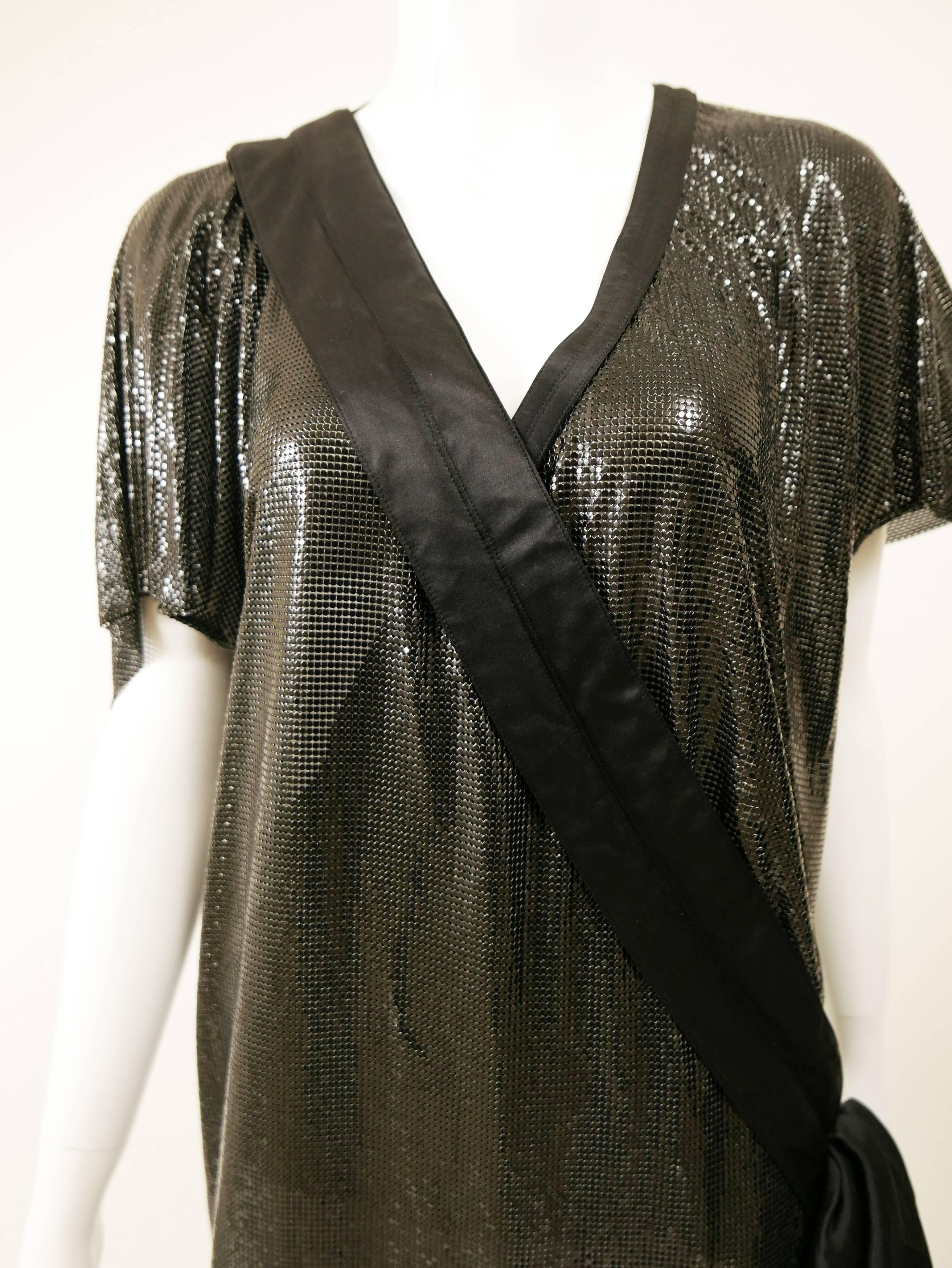 Women's 1980s GIANNI VERSACE Black Mesh Asymmetric Dress