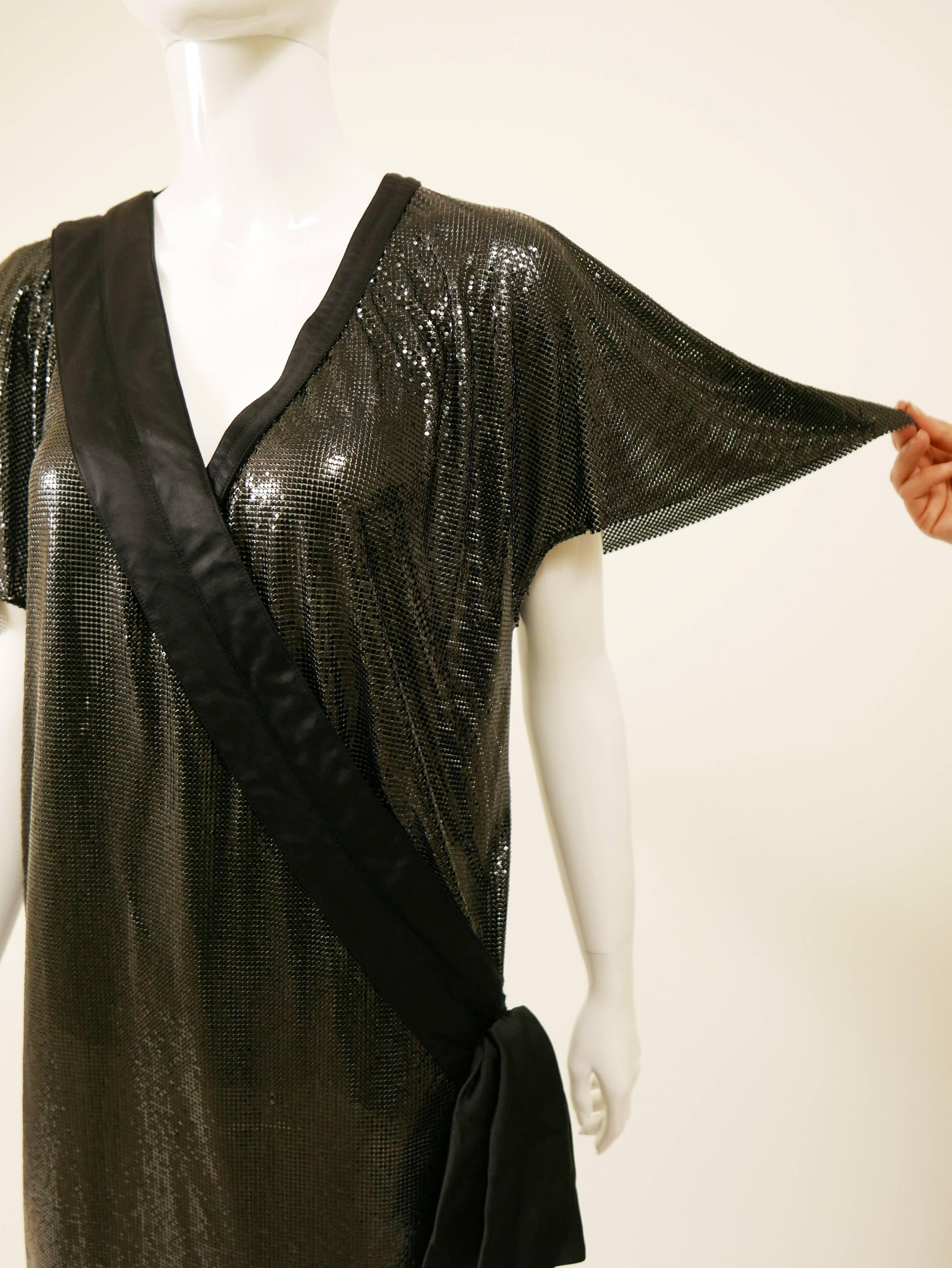 1980s GIANNI VERSACE Black Mesh Asymmetric Dress 1