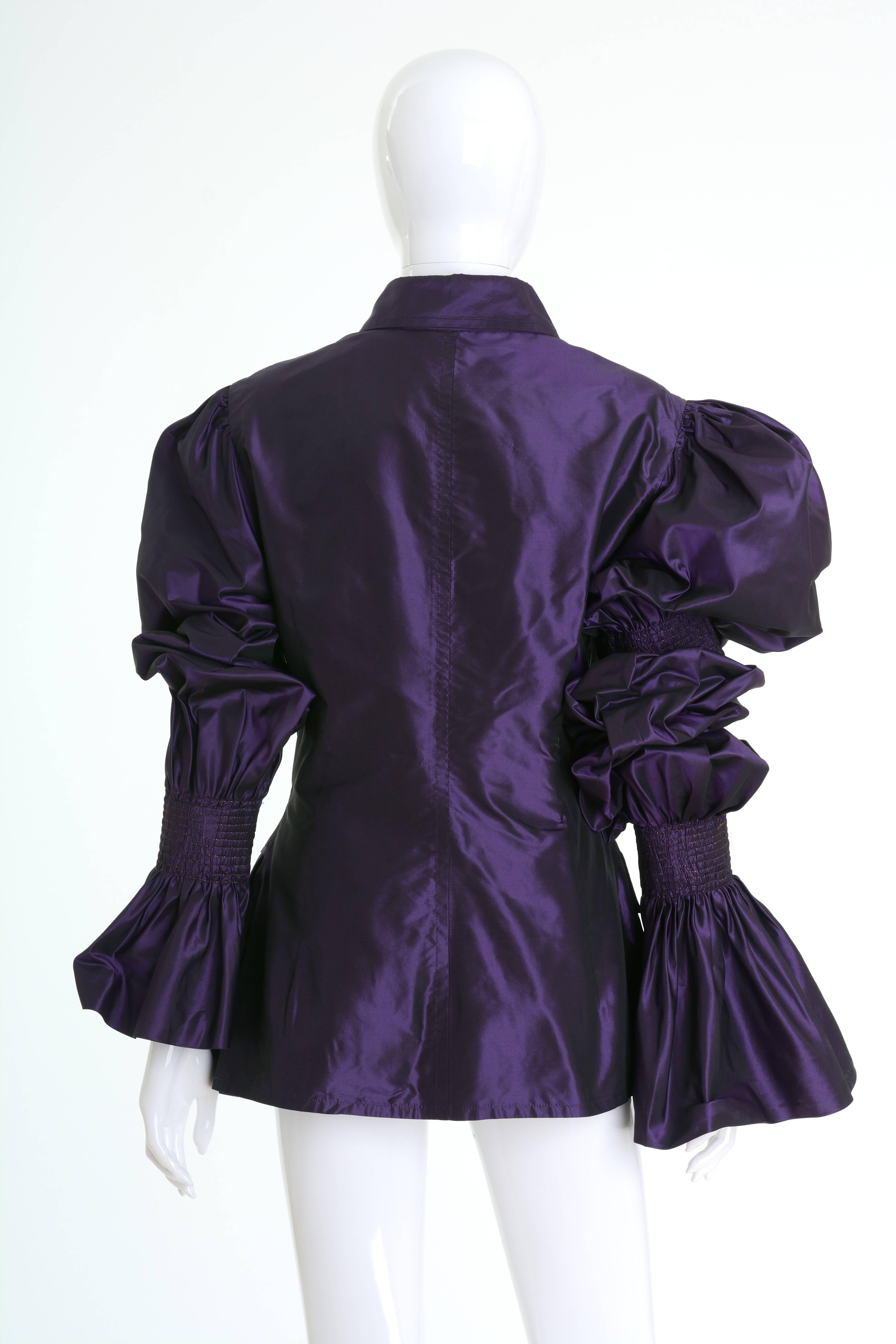 1990s GIANFRANCO FERRE' Purple Taffeta Blouse Jacket In Excellent Condition In Milan, Italy