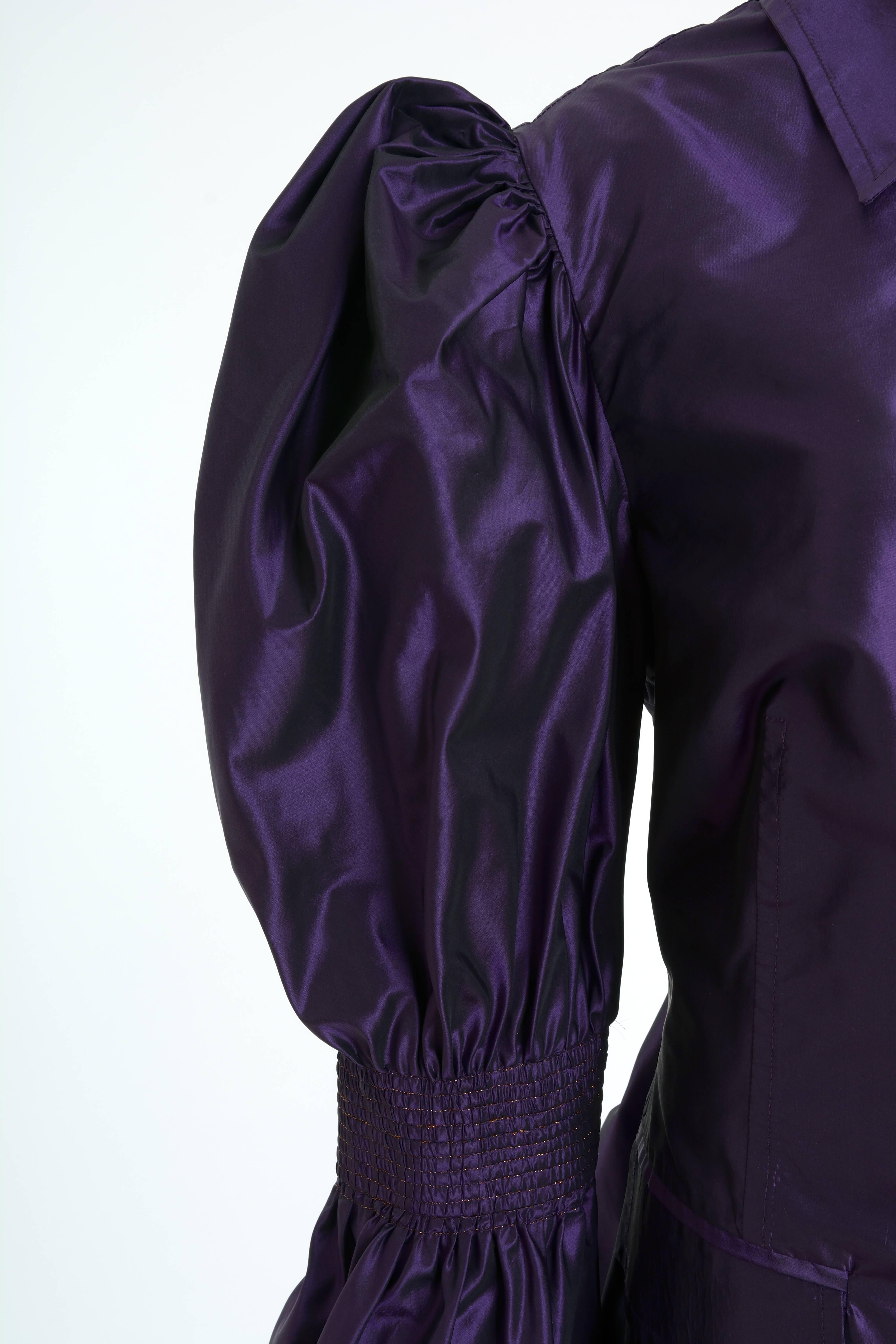 1990s GIANFRANCO FERRE' Purple Taffeta Blouse Jacket 1