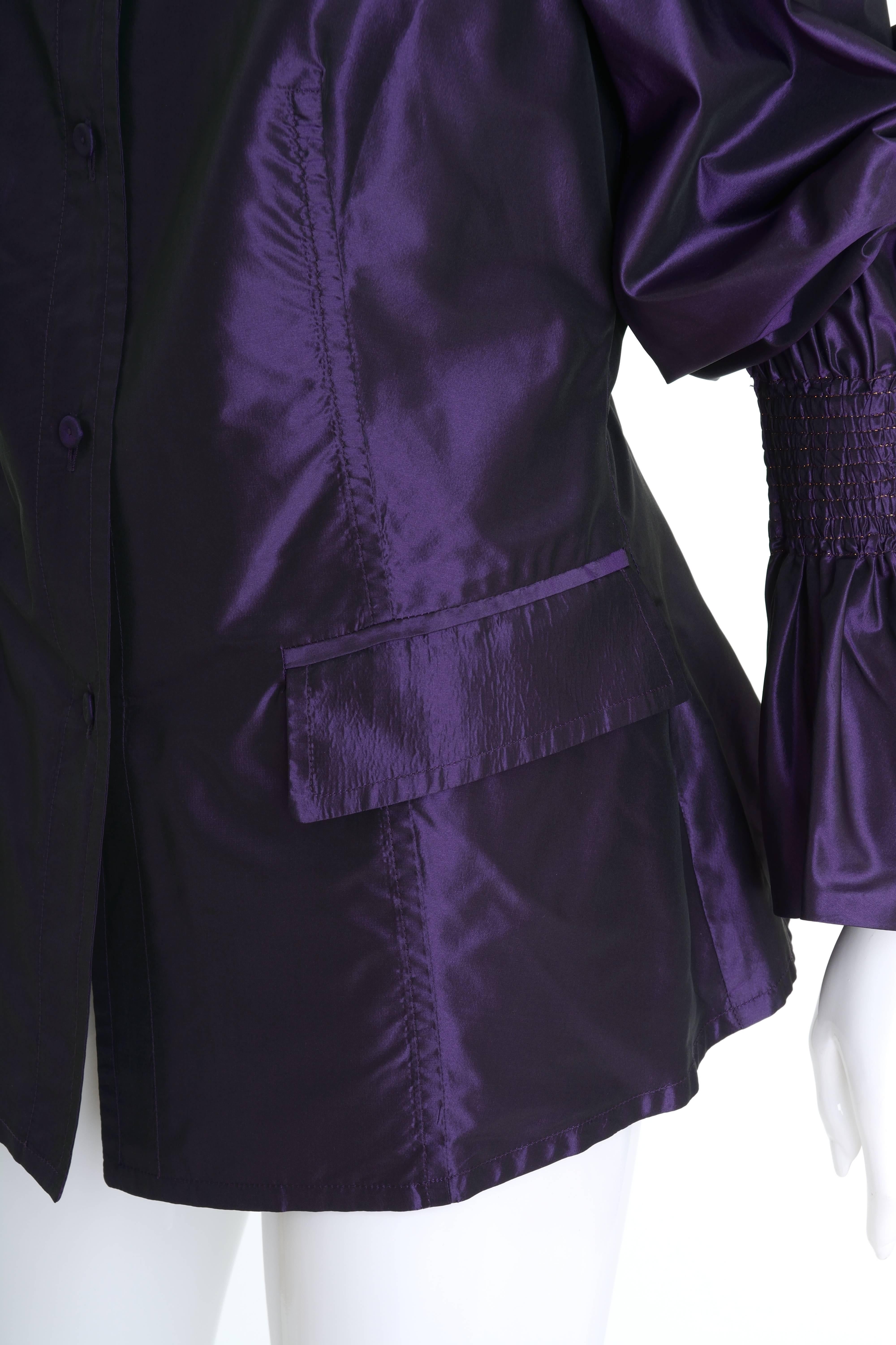 1990s GIANFRANCO FERRE' Purple Taffeta Blouse Jacket 2