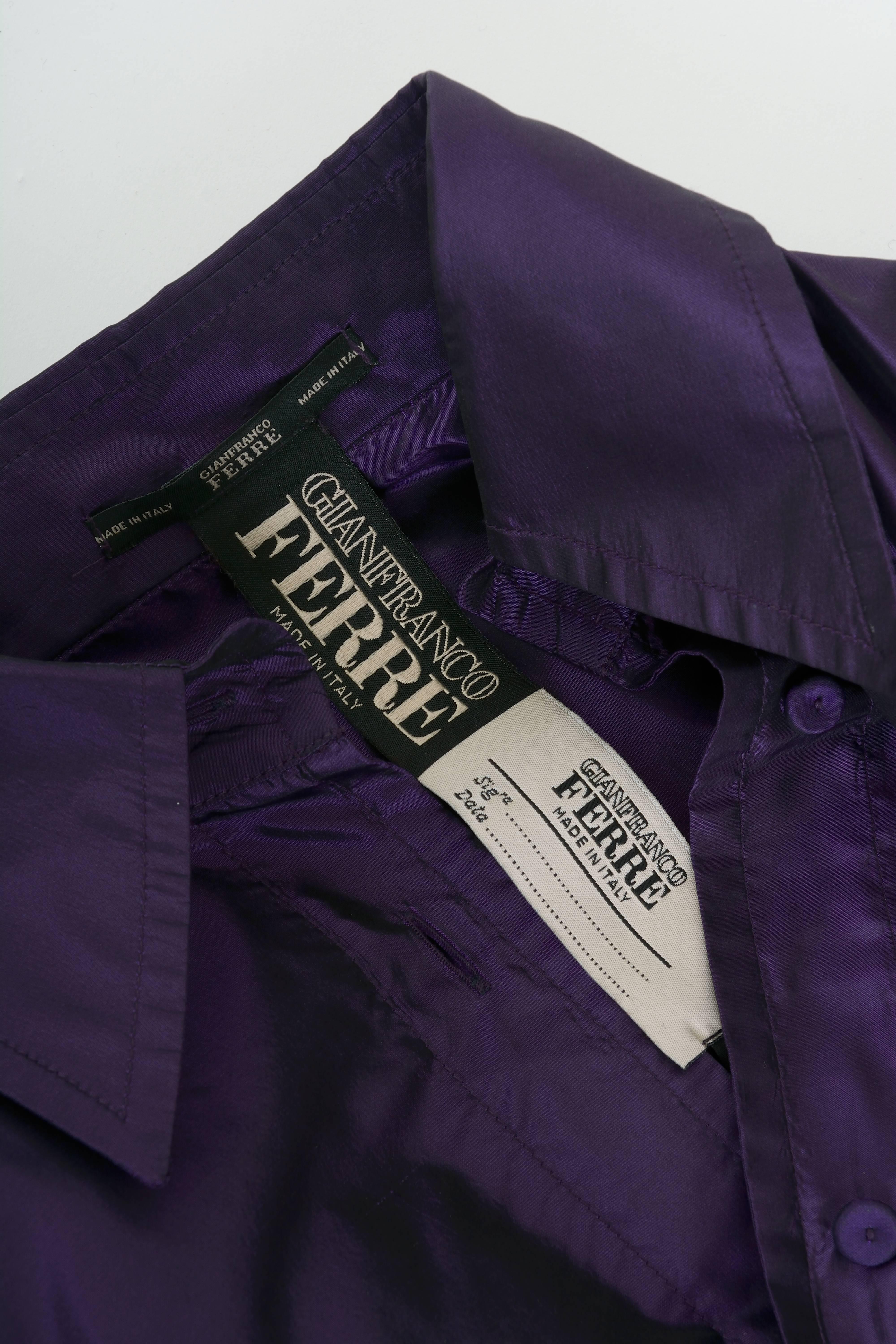1990s GIANFRANCO FERRE' Purple Taffeta Blouse Jacket 3
