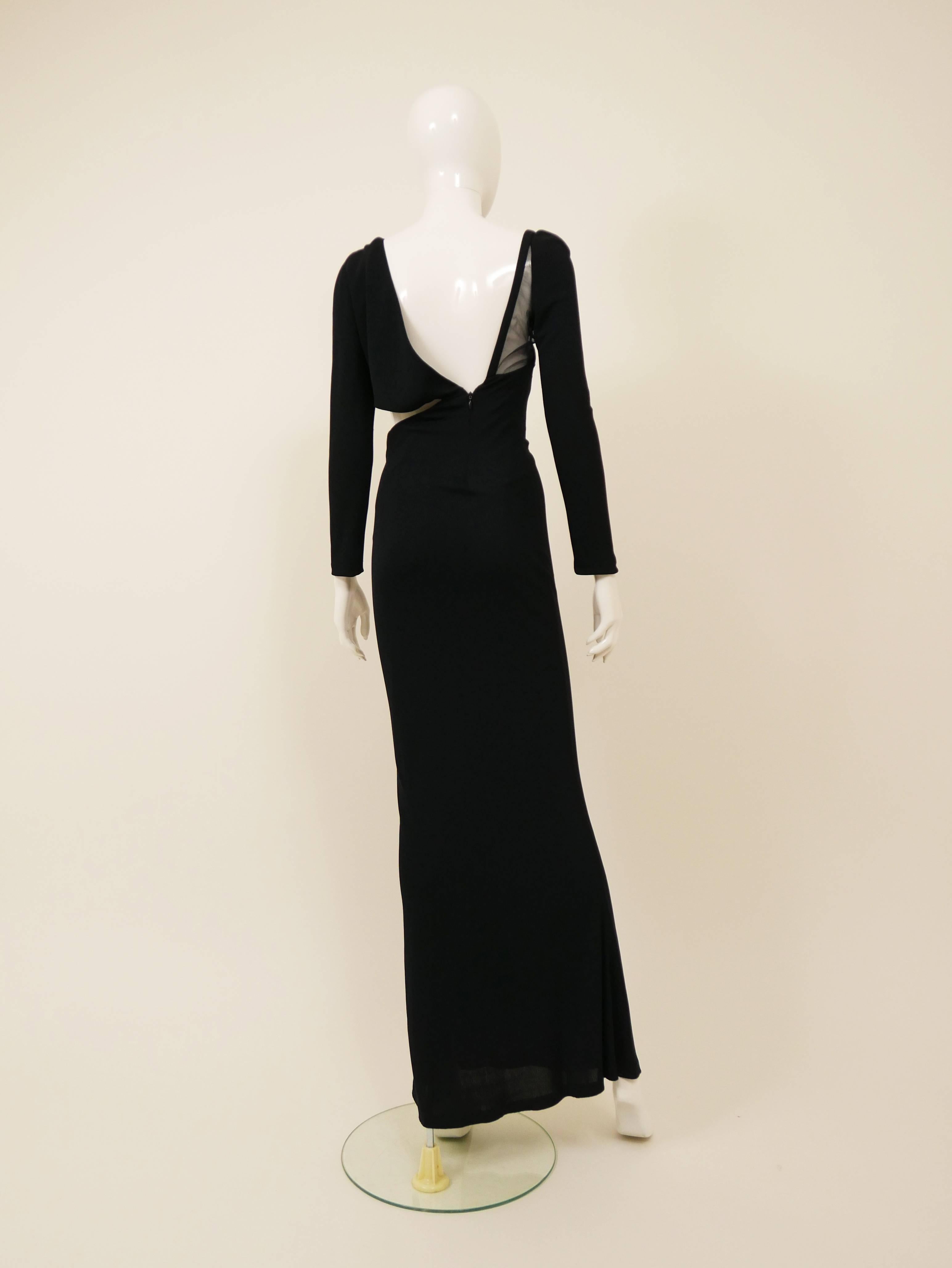 1980s GIANNI VERSACE Black Long Asymmetric Dress In Good Condition In Milan, Italy
