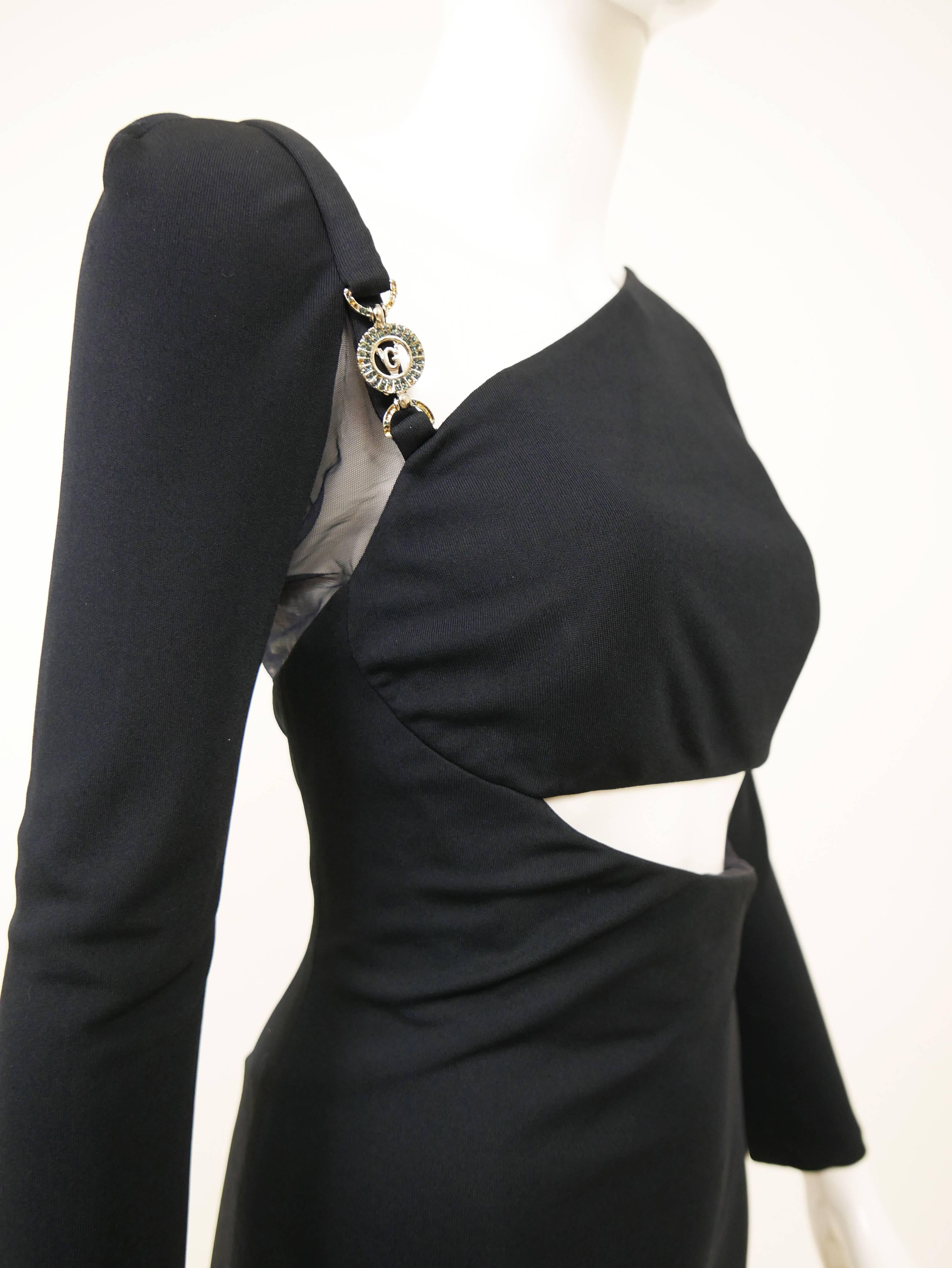 Women's 1980s GIANNI VERSACE Black Long Asymmetric Dress