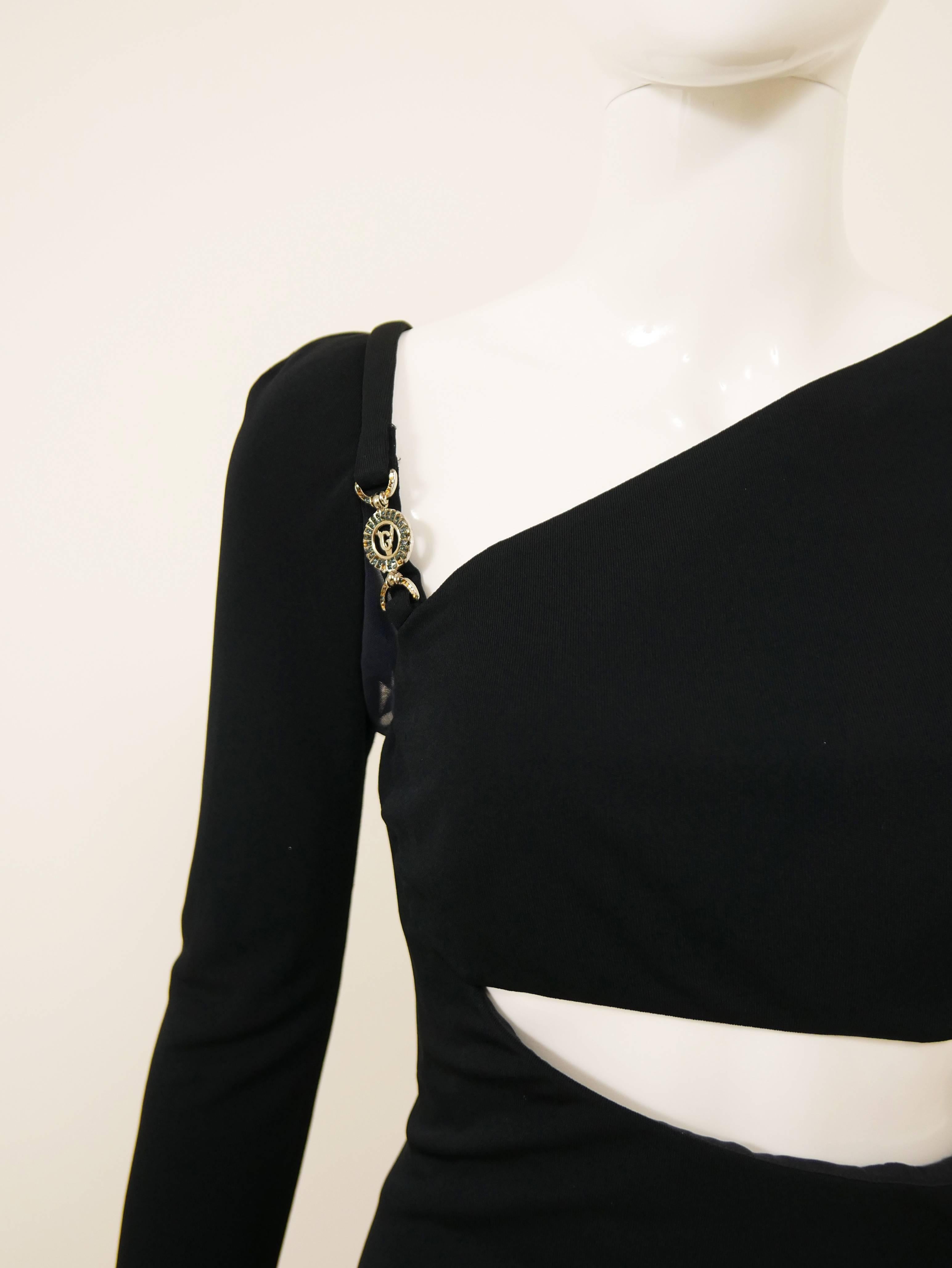 1980s GIANNI VERSACE Black Long Asymmetric Dress 1