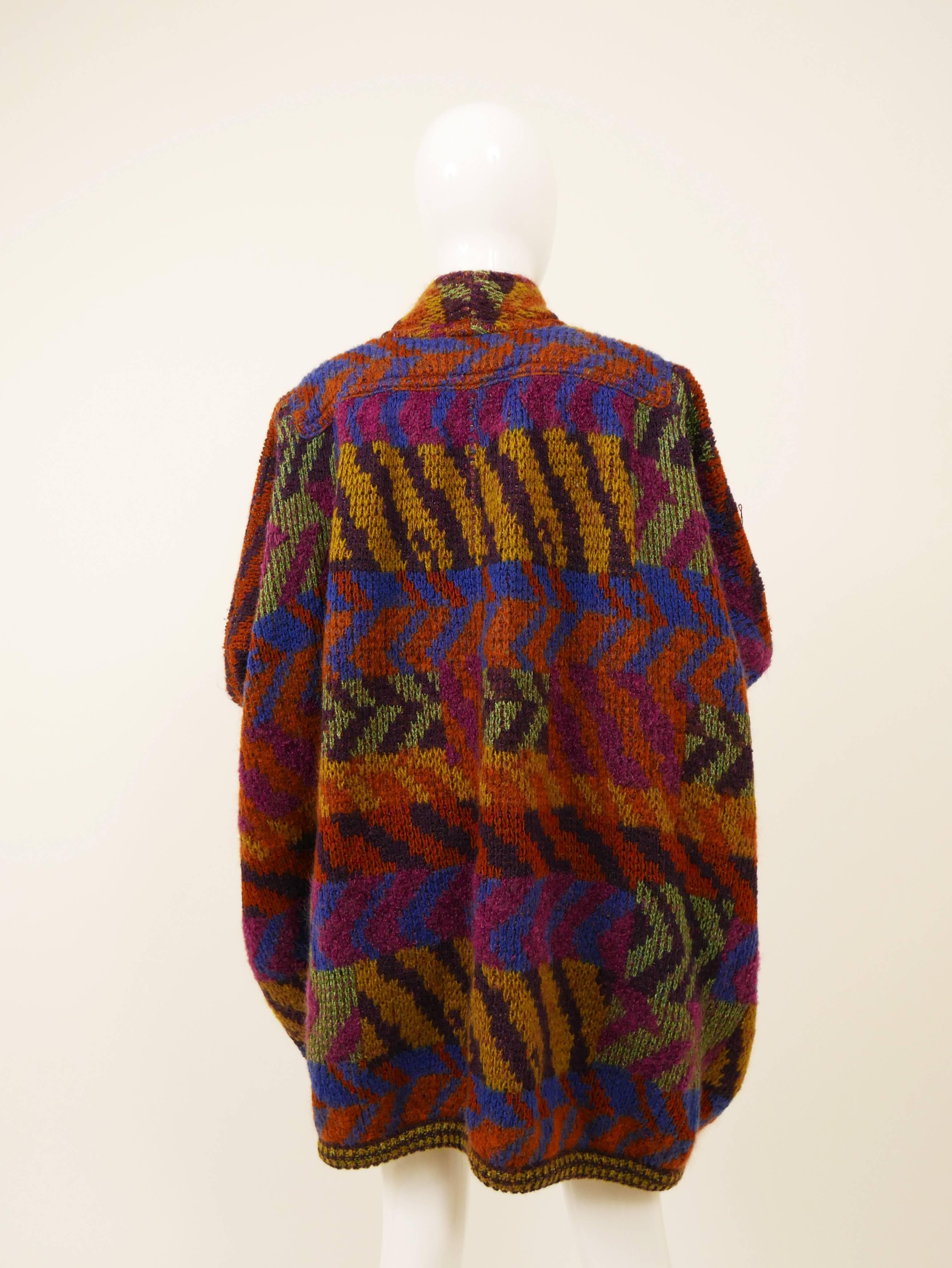 Brown 1980s MISSONI Knitted Wool Oversize Sweater Jacket