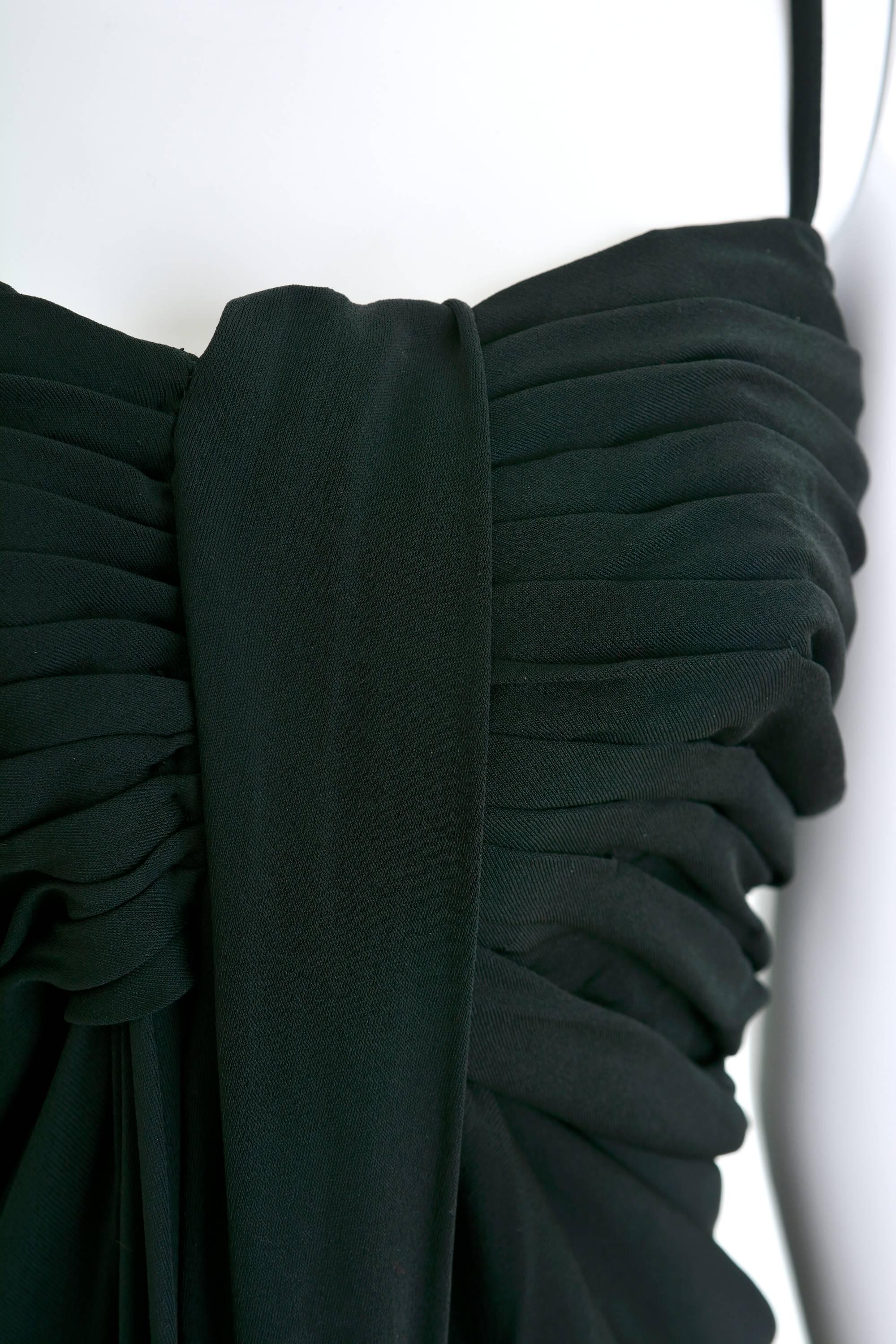 Women's 1970s SORELLE CHIOSTRI Couture Black Long Evening Dress For Sale