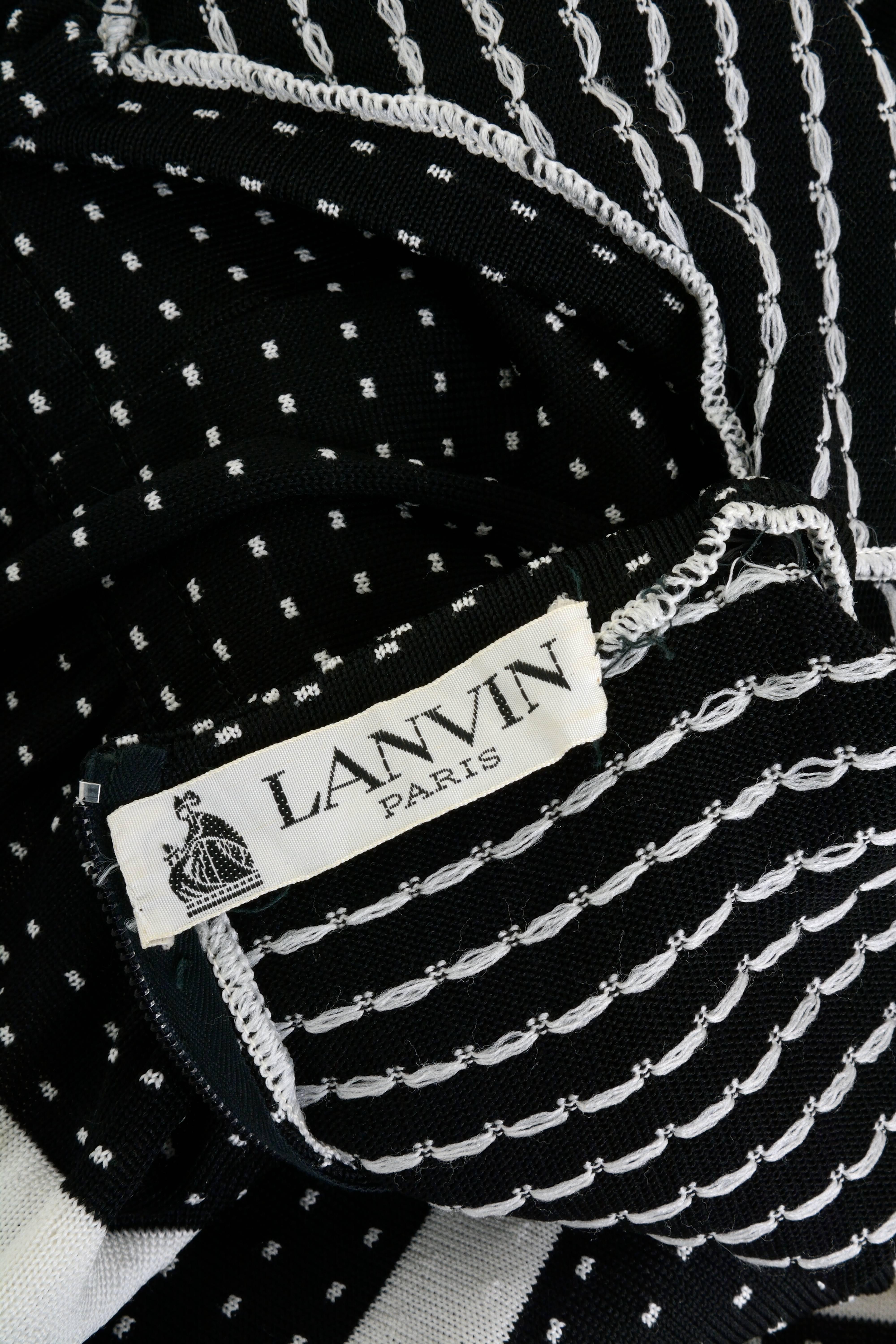 1970s LANVIN Black and White Knitted Long Dress 1