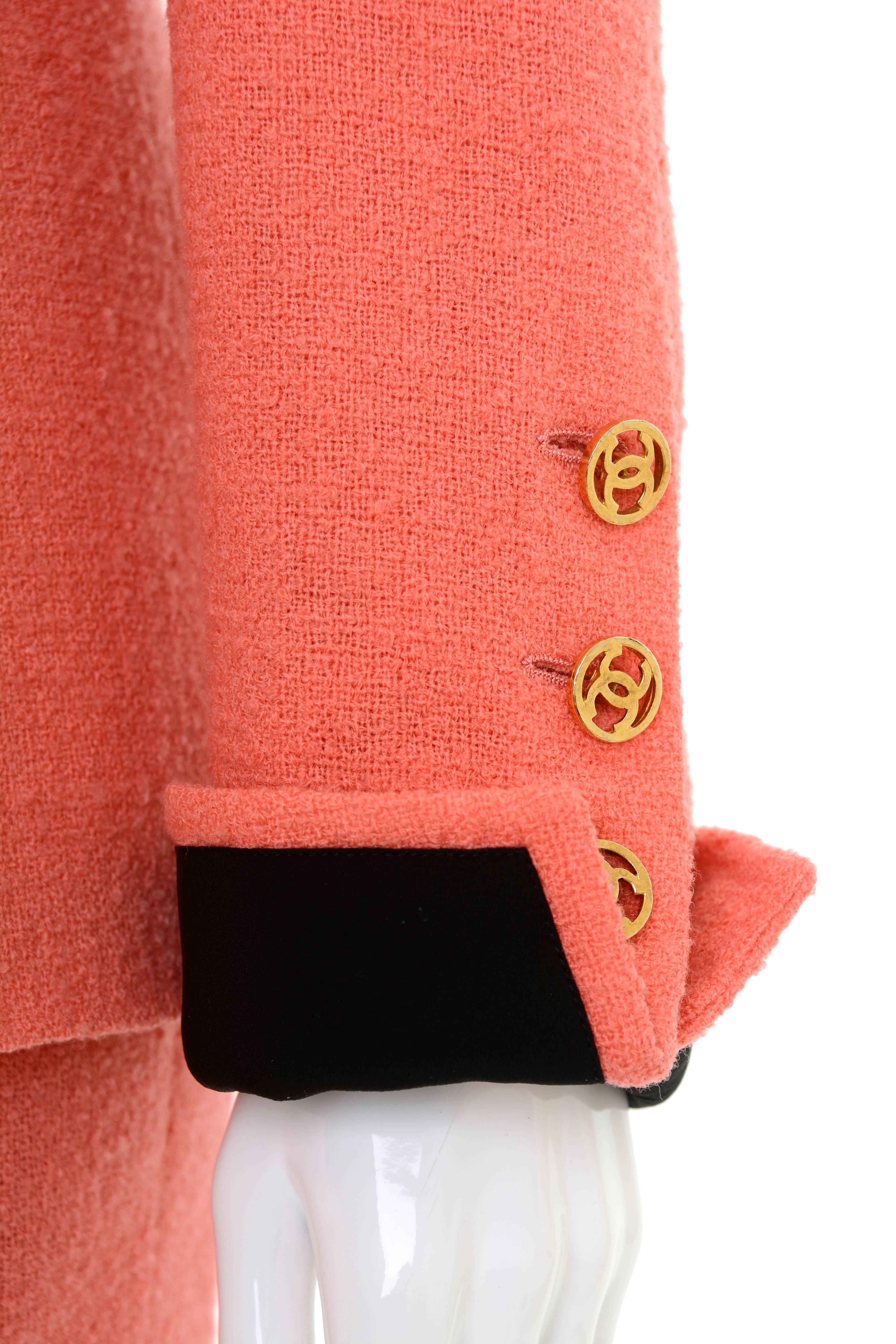 Women's 1990s CHANEL Coral Pink Boucle Suit Dress