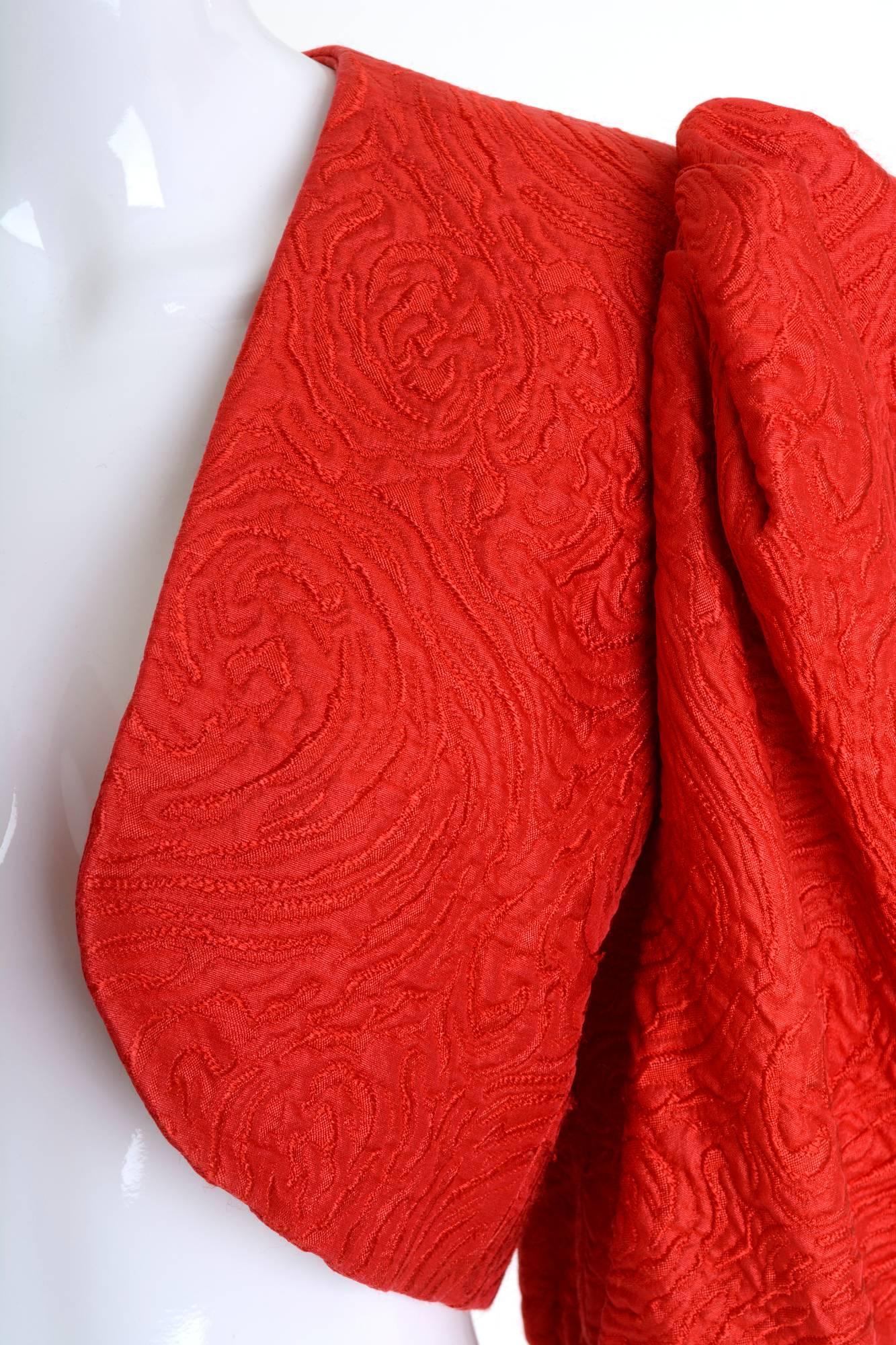 Women's  1980s Saint Laurent Rive Gauche Red Puffed Sleeve Bolero Jacket For Sale