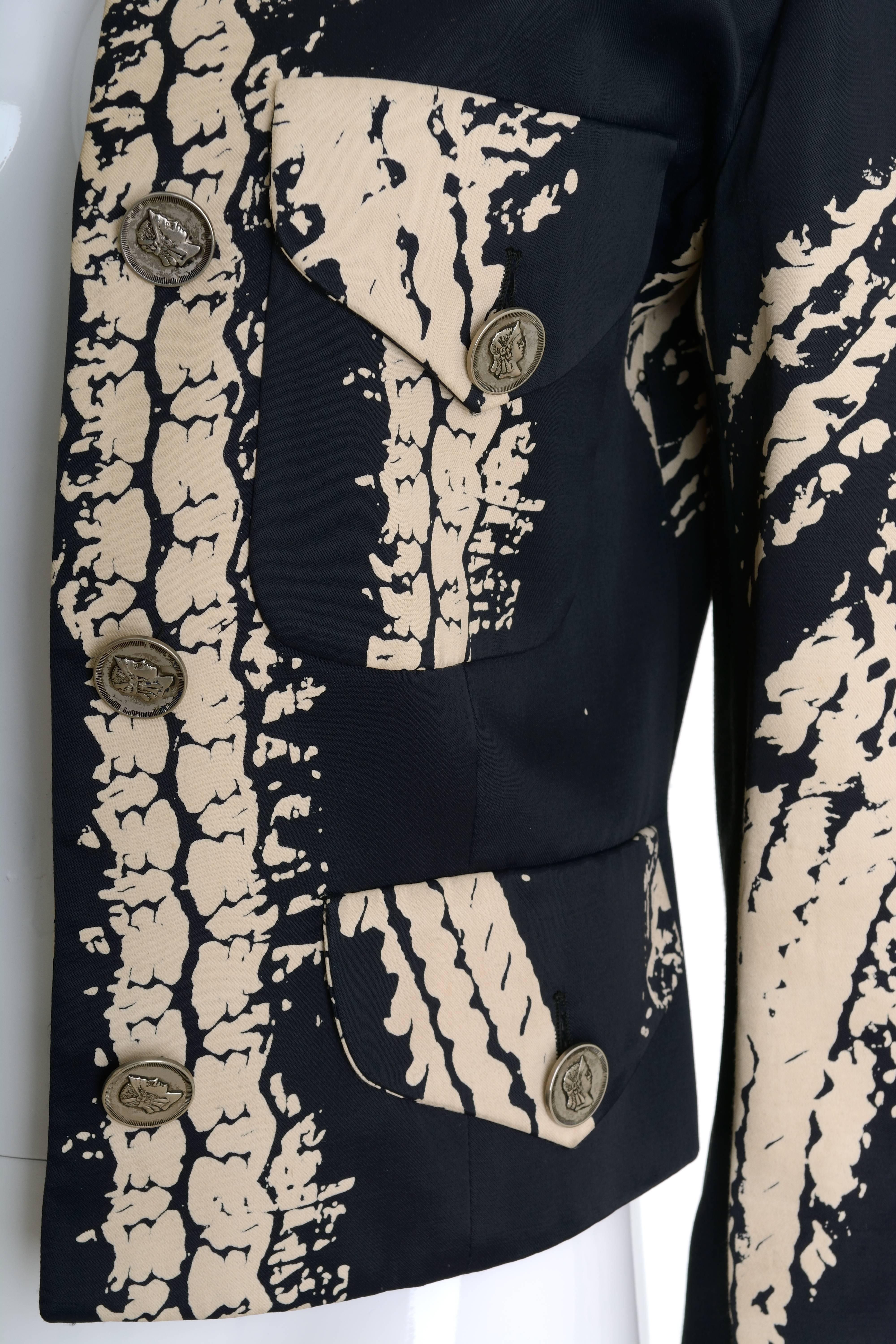 1990s MOSCHINO Blue Tire Tracks Print Jacket 3