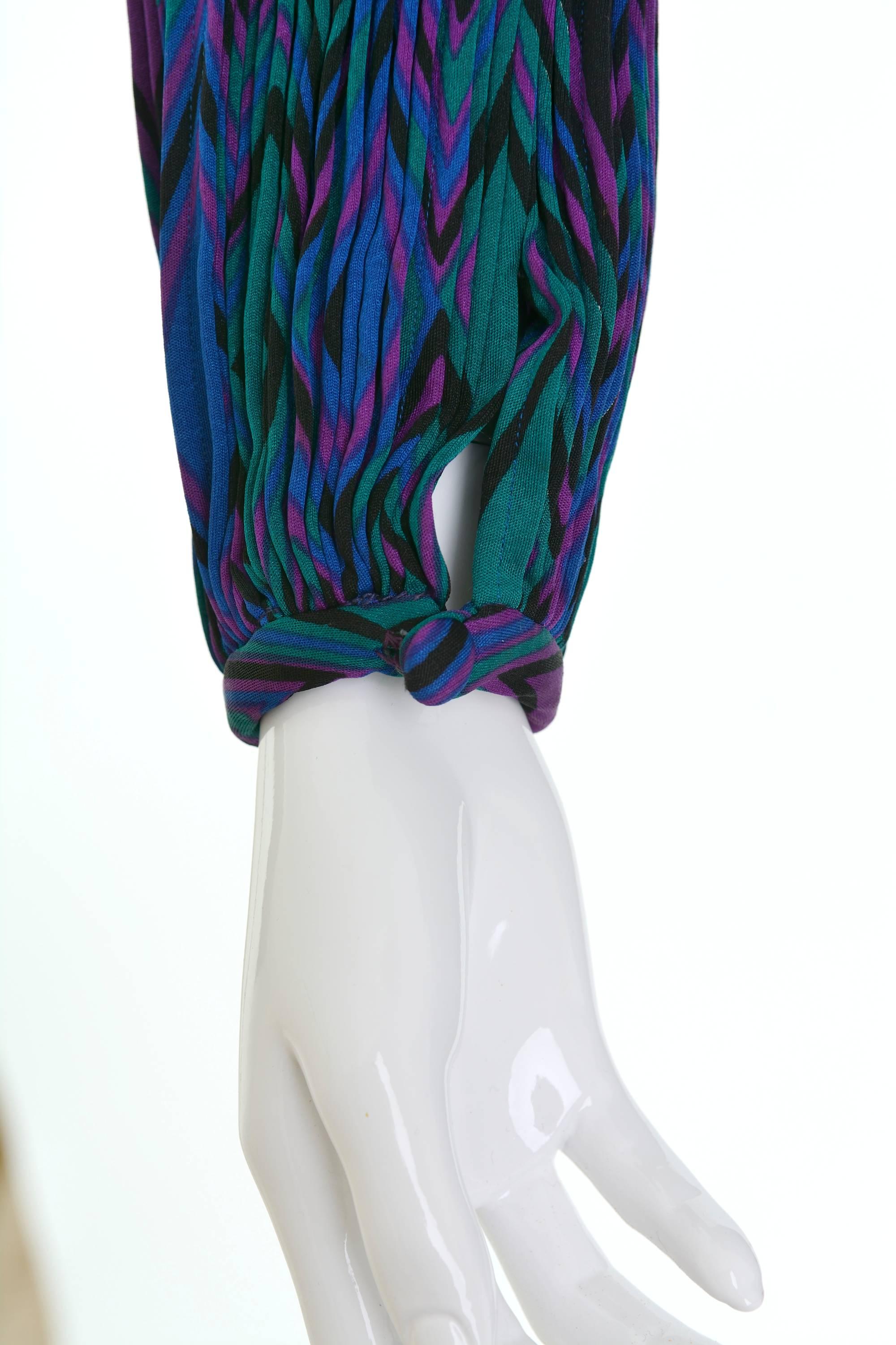 Women's 1970s KEN SCOTT Abstract Geometric Print Jersey Dress