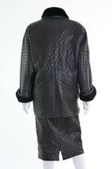 1980s GIANNI VERSACE Black Leather Suit Dress