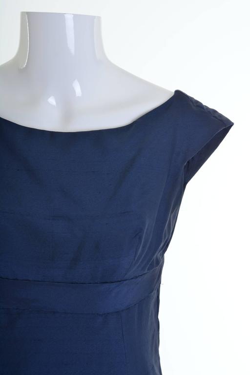 1950s TIZZONI Italian Couture Blue Taffeta Cocktail Dress For Sale at ...