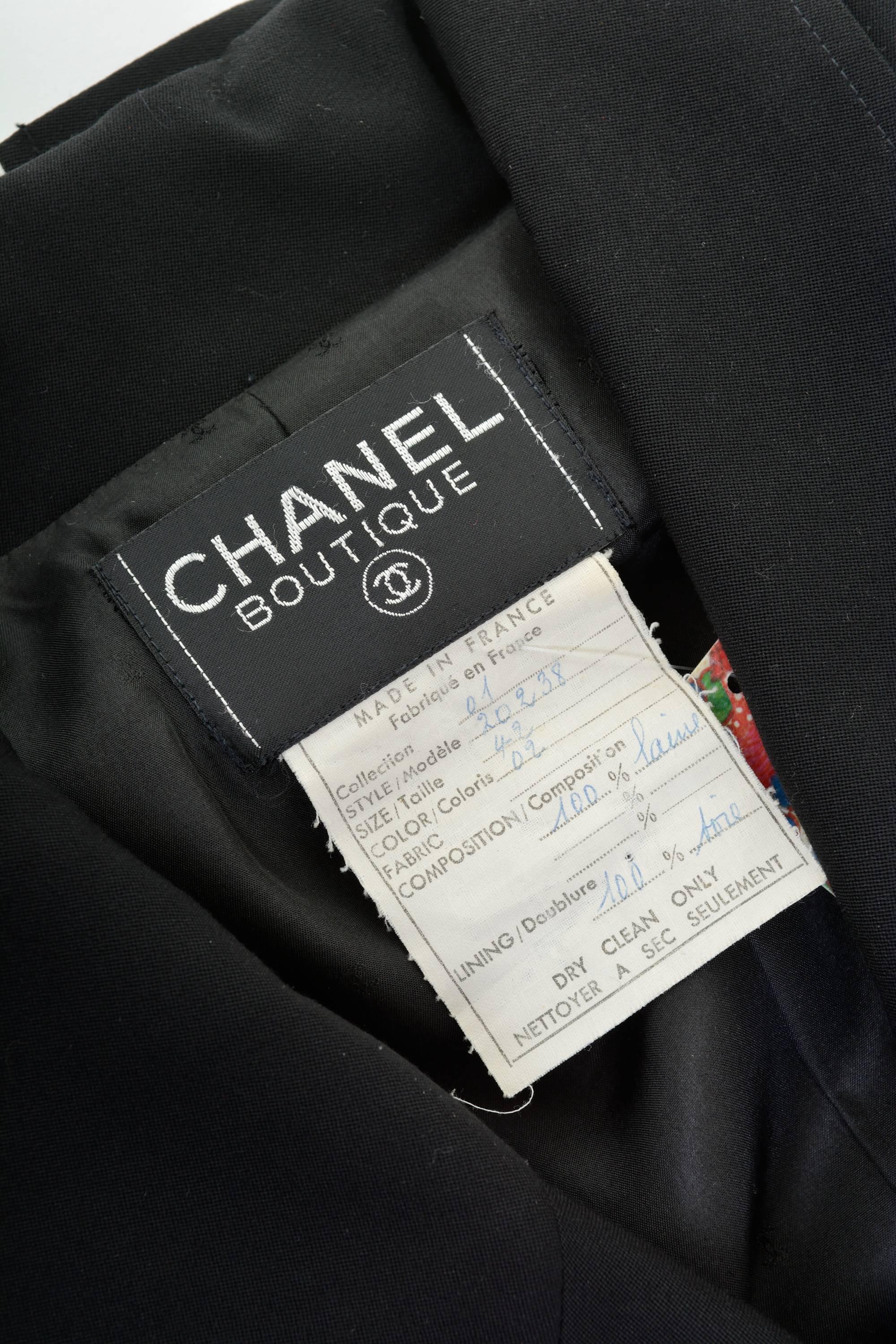 1990s CHANEL Black Gabardine Suit Dress For Sale 3